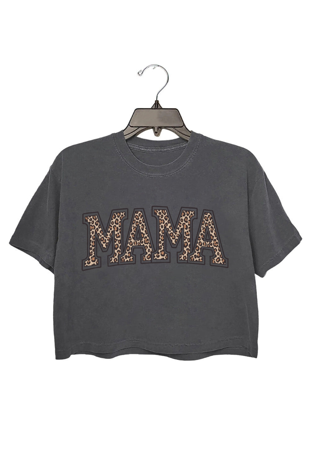 Mama Leopard Pattern Crop Tee For Women