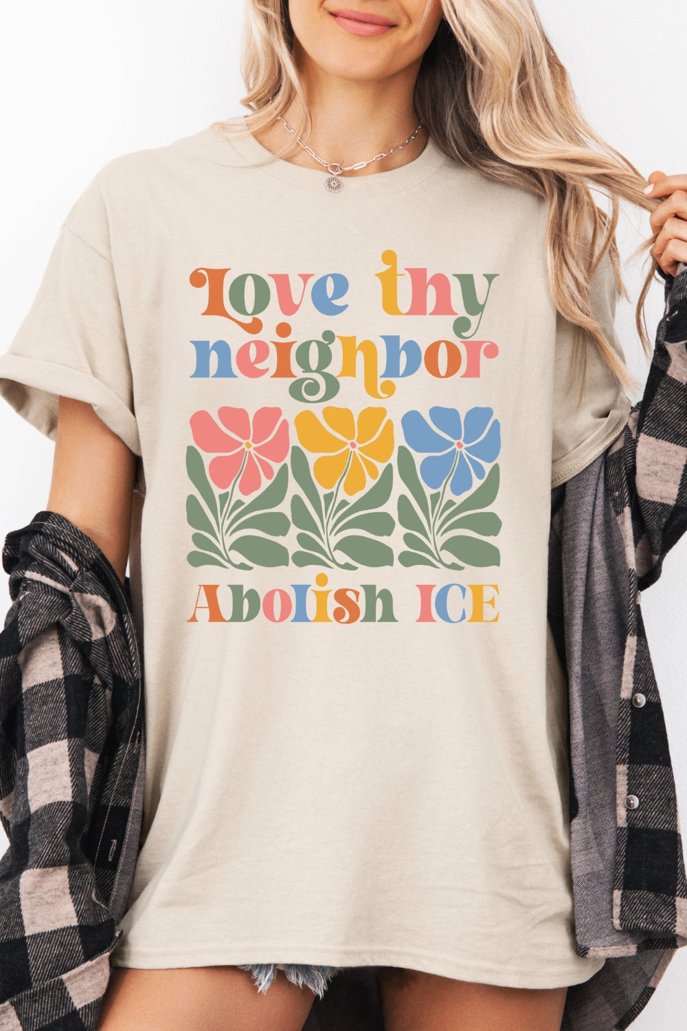 Love Neighbor Abolish Ice Tee For Women
