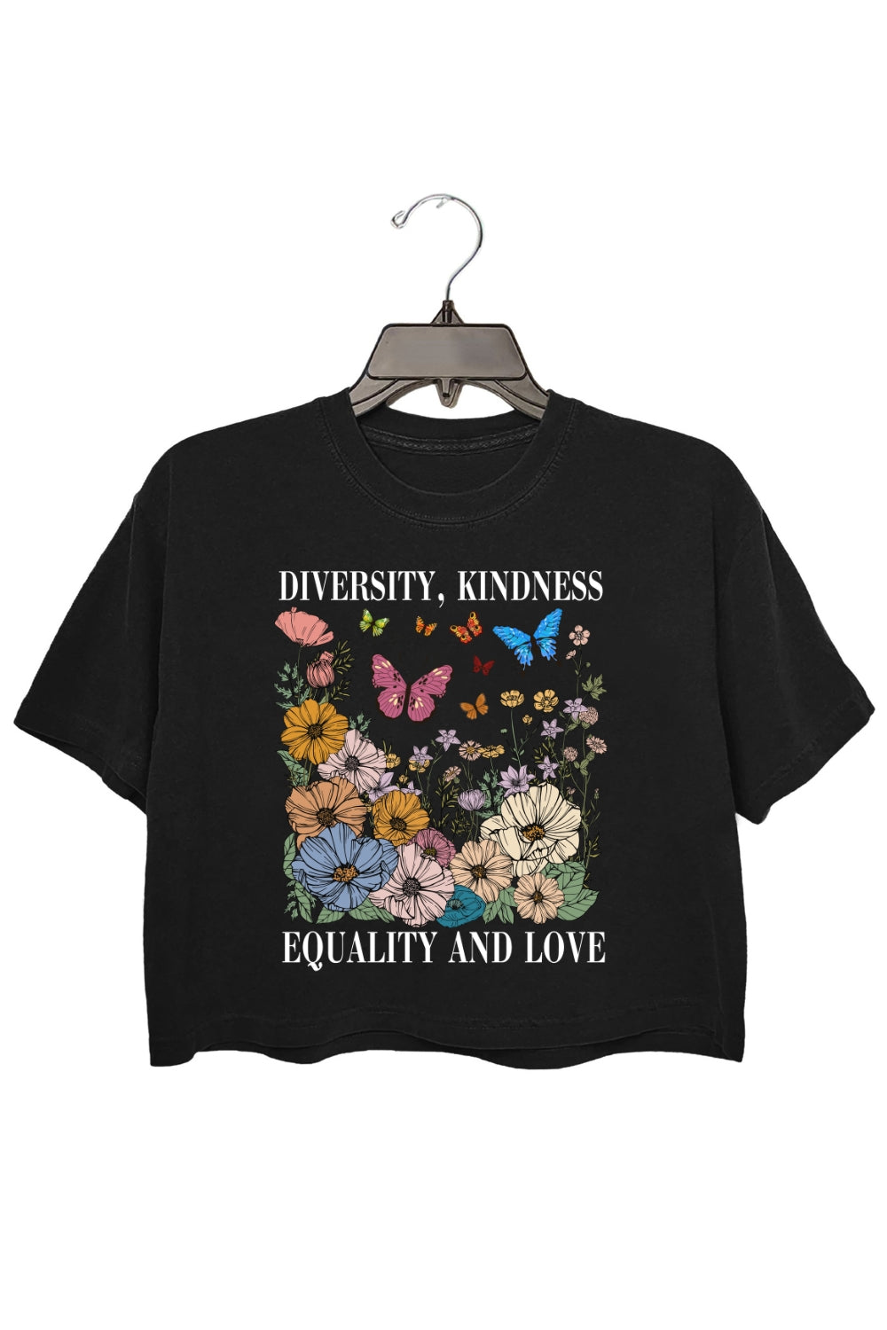 Diversity Kindness Garden Floral Crop Tee For Women