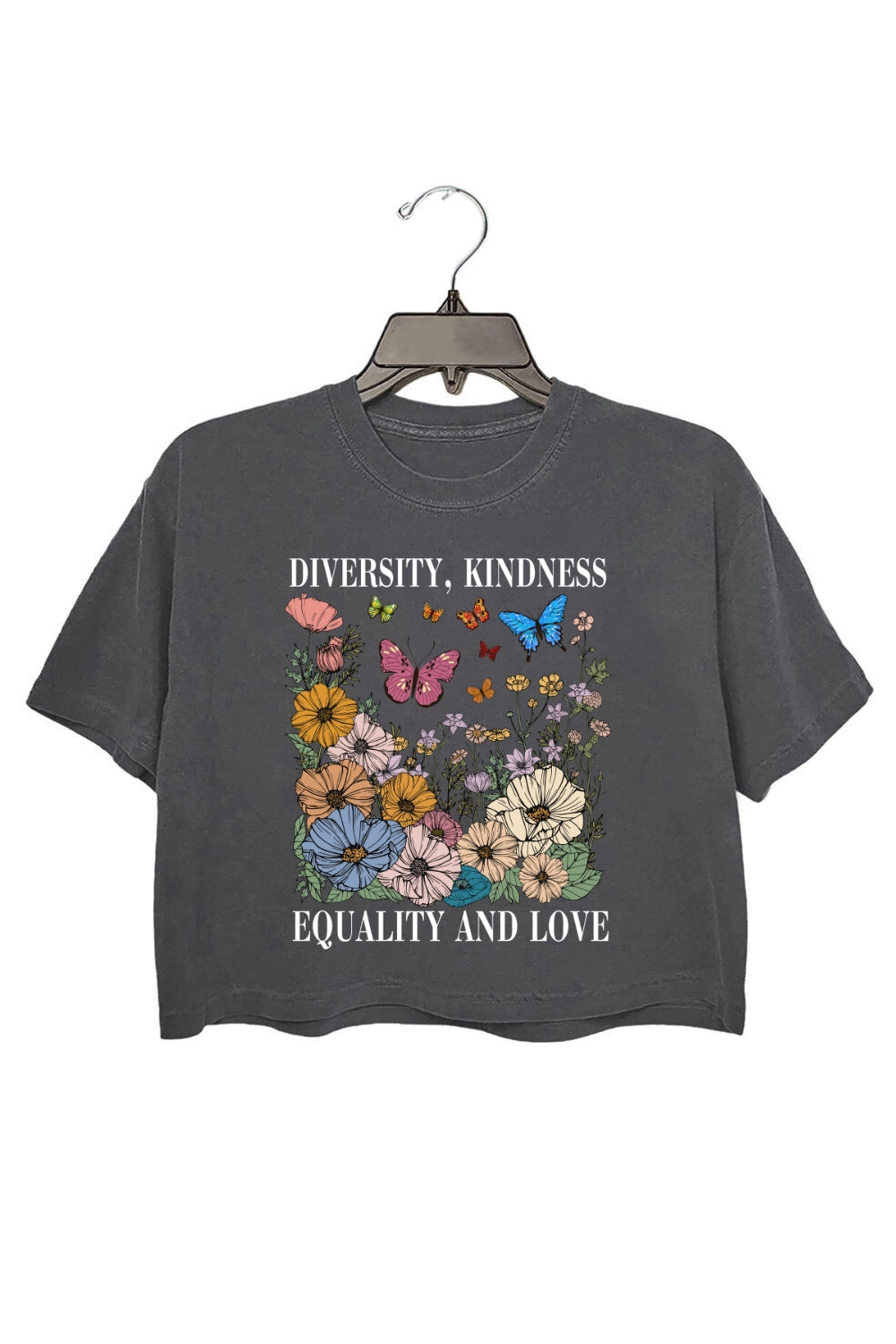 Diversity Kindness Garden Floral Crop Tee For Women