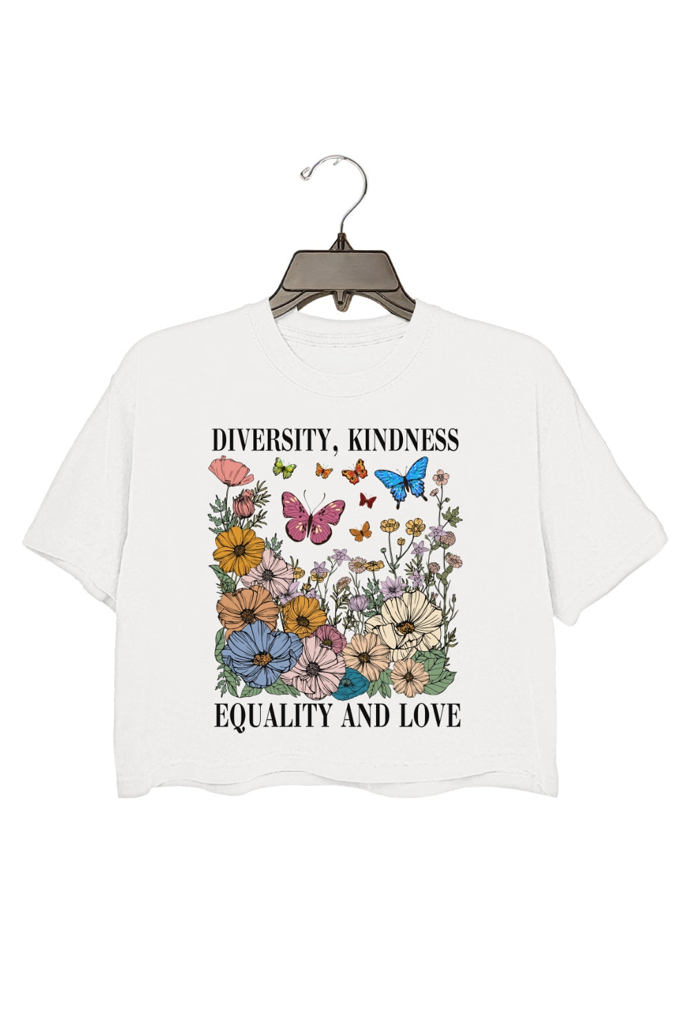 Diversity Kindness Garden Floral Crop Tee For Women