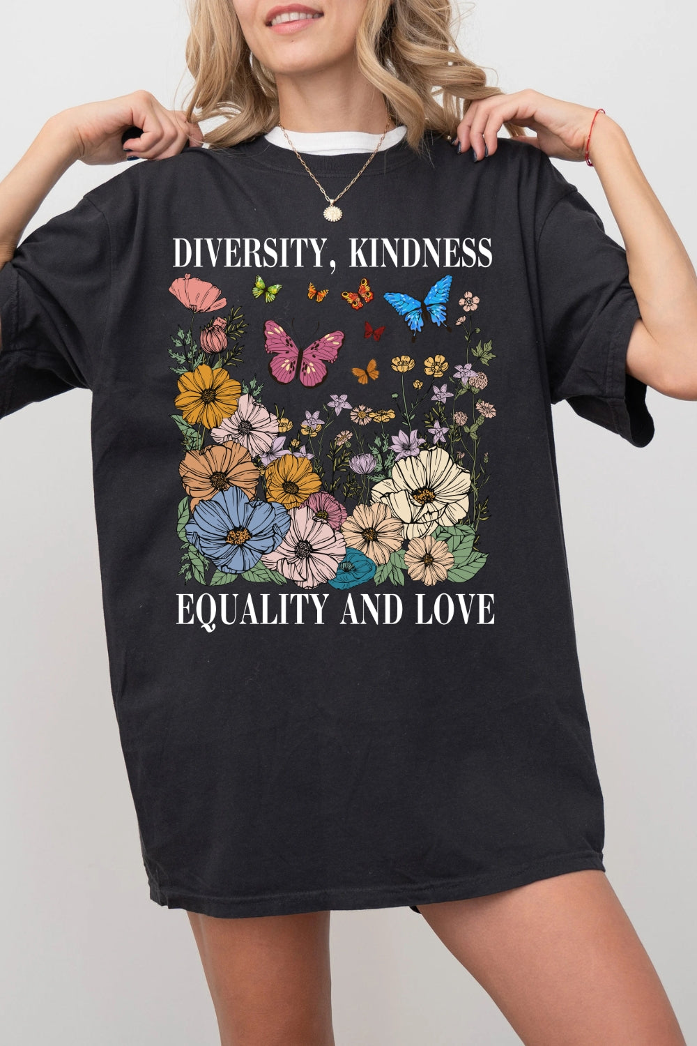 Diversity Kindness Garden Floral Tee For Women
