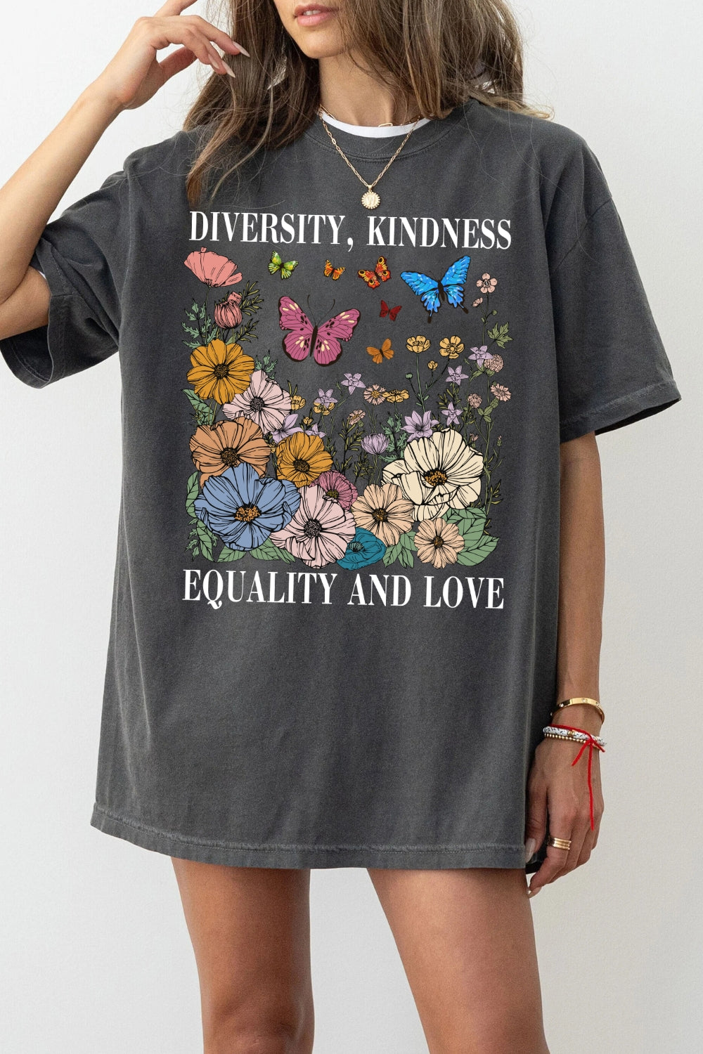 Diversity Kindness Garden Floral Tee For Women