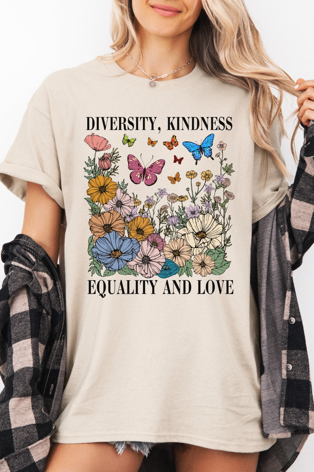 Diversity Kindness Garden Floral Tee For Women