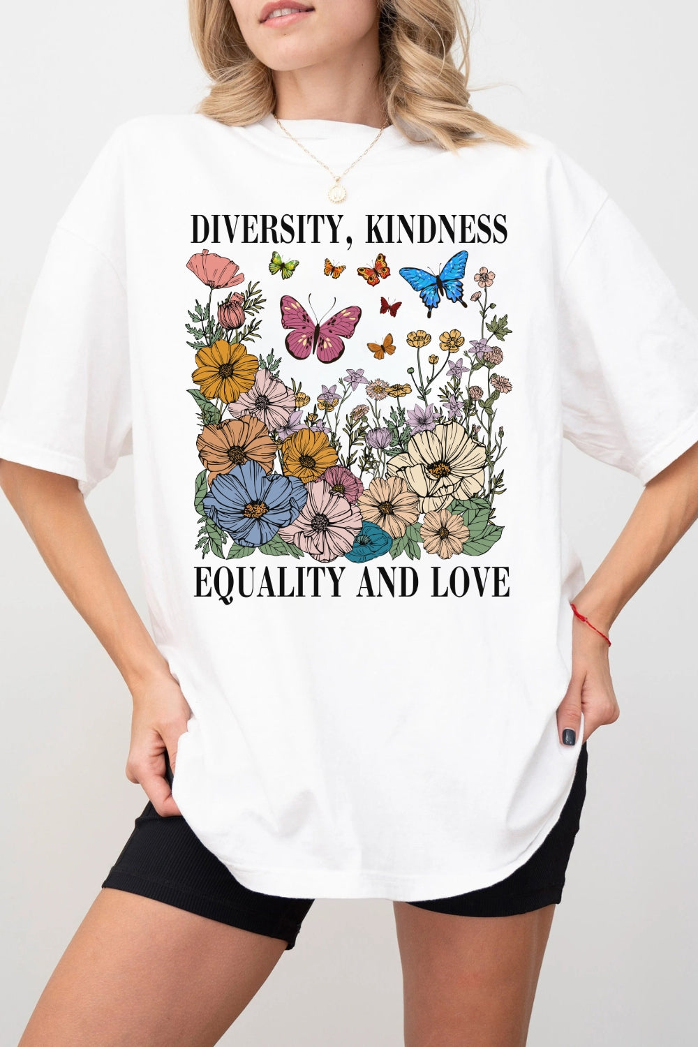 Diversity Kindness Garden Floral Tee For Women
