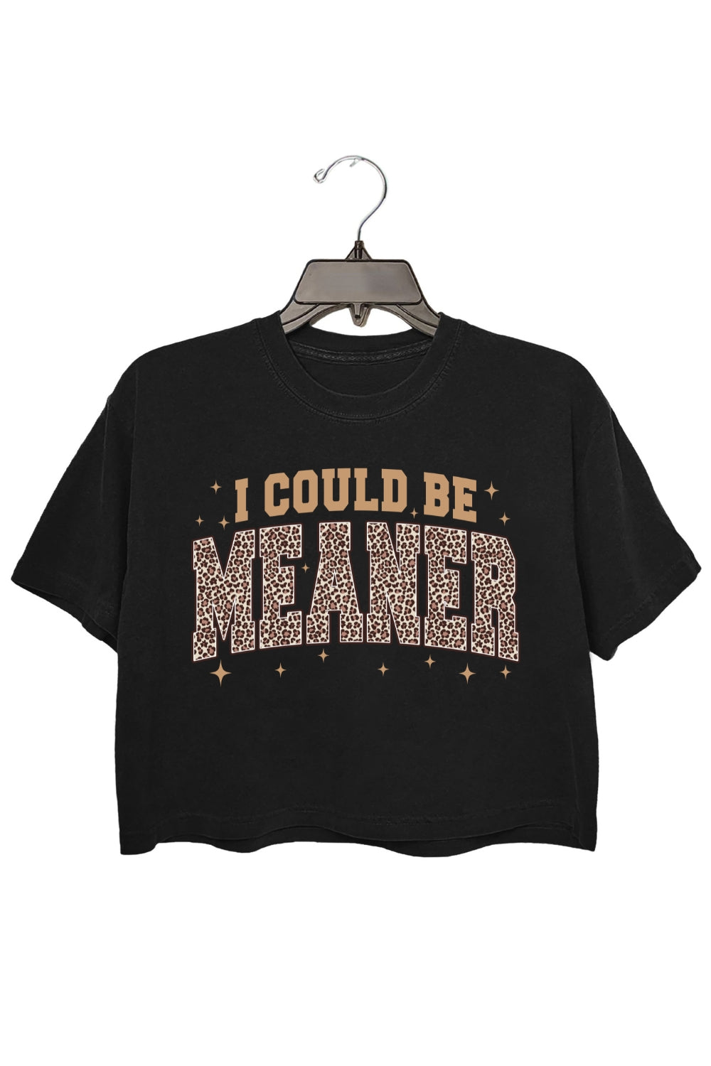 I Could Be Meaner Leopard Crop Tee For Women