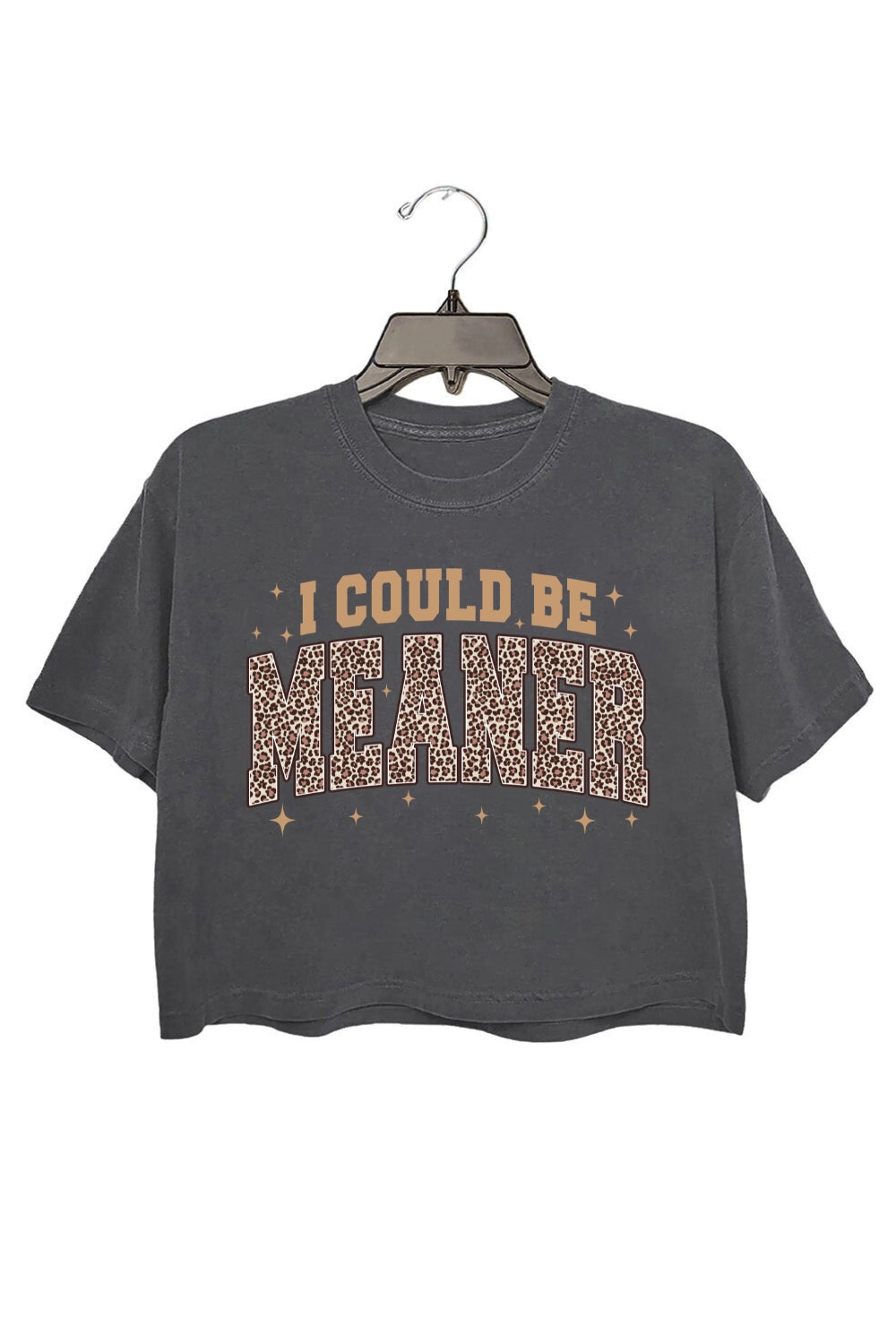 I Could Be Meaner Leopard Crop Tee For Women