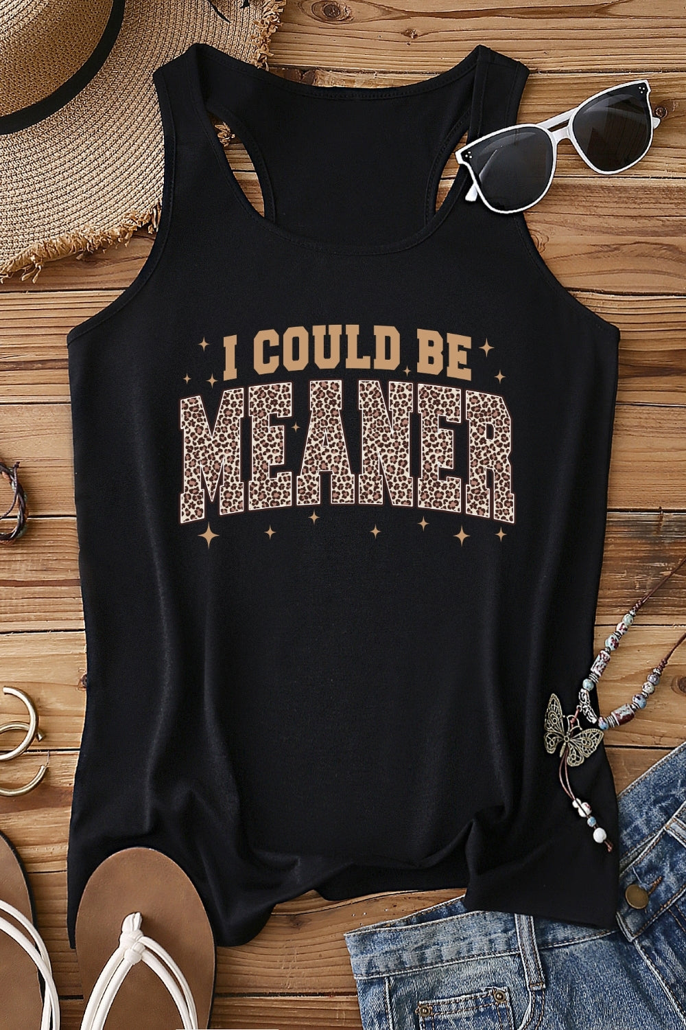 I Could Be Meaner Leopard Tank Top For Women