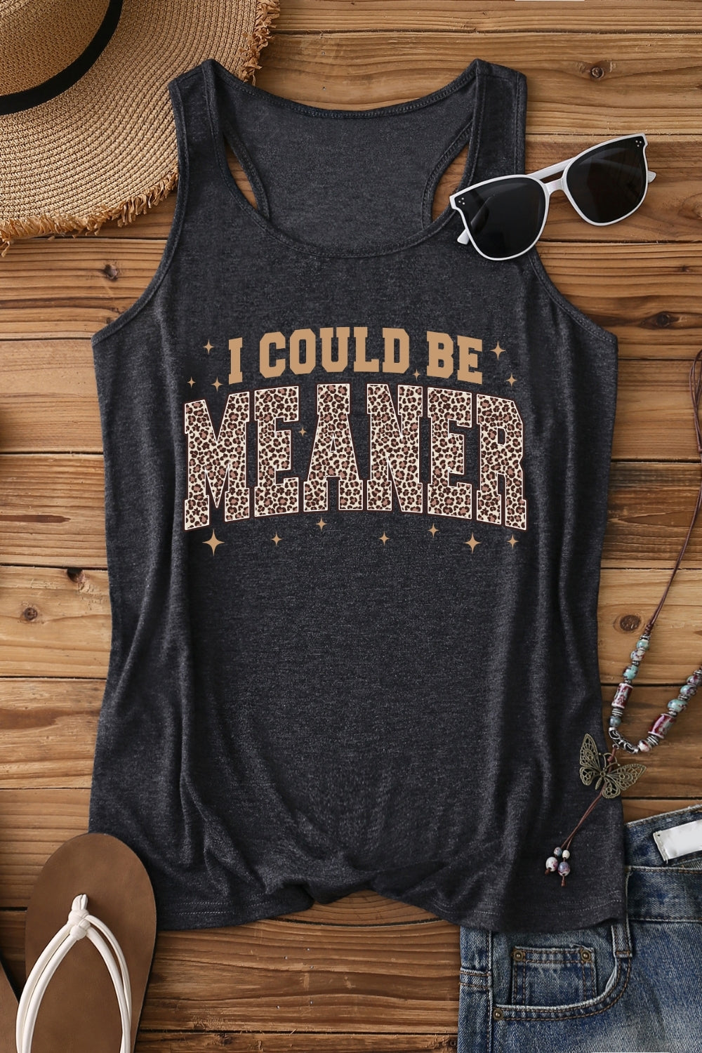 I Could Be Meaner Leopard Tank Top For Women