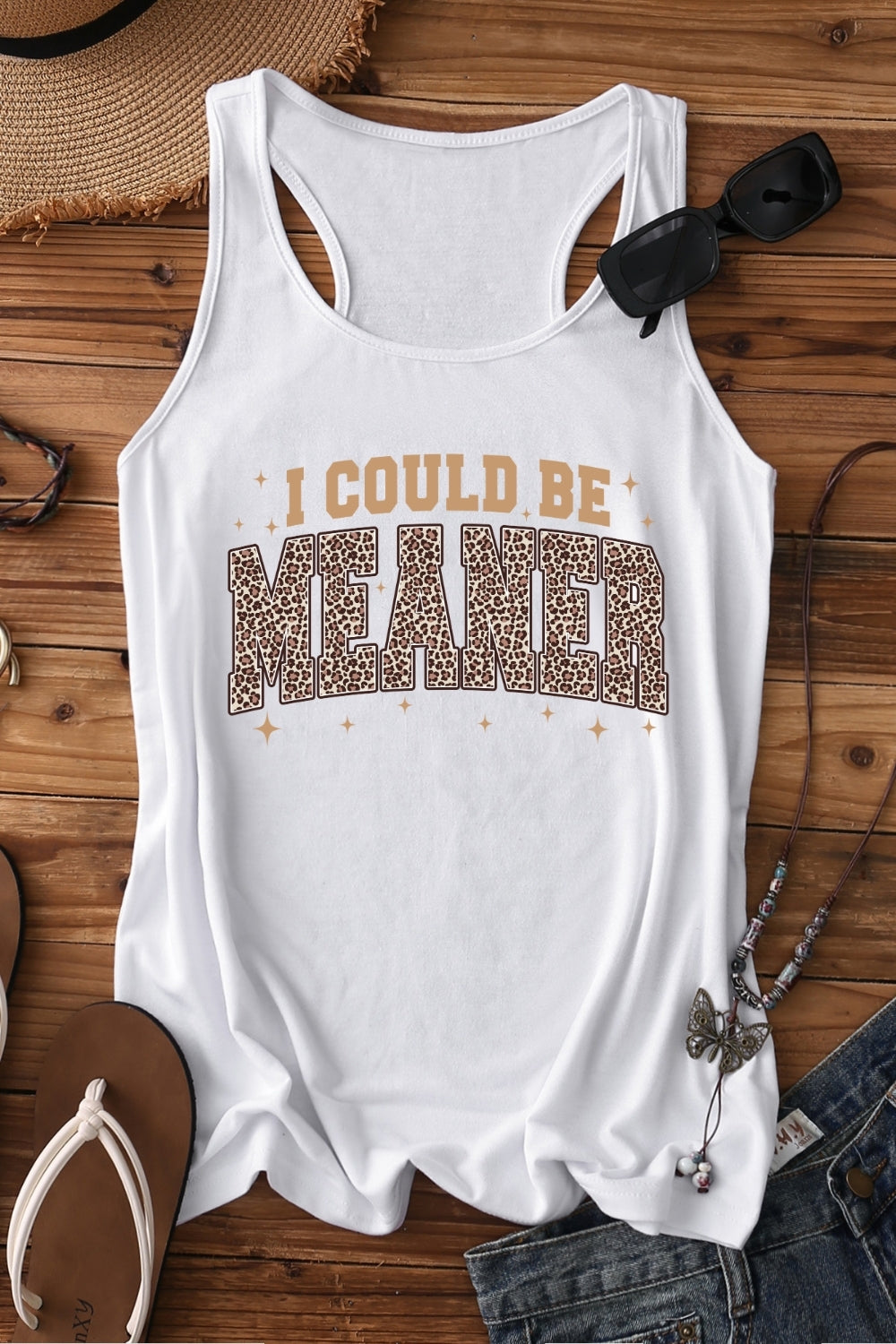 I Could Be Meaner Leopard Tank Top For Women