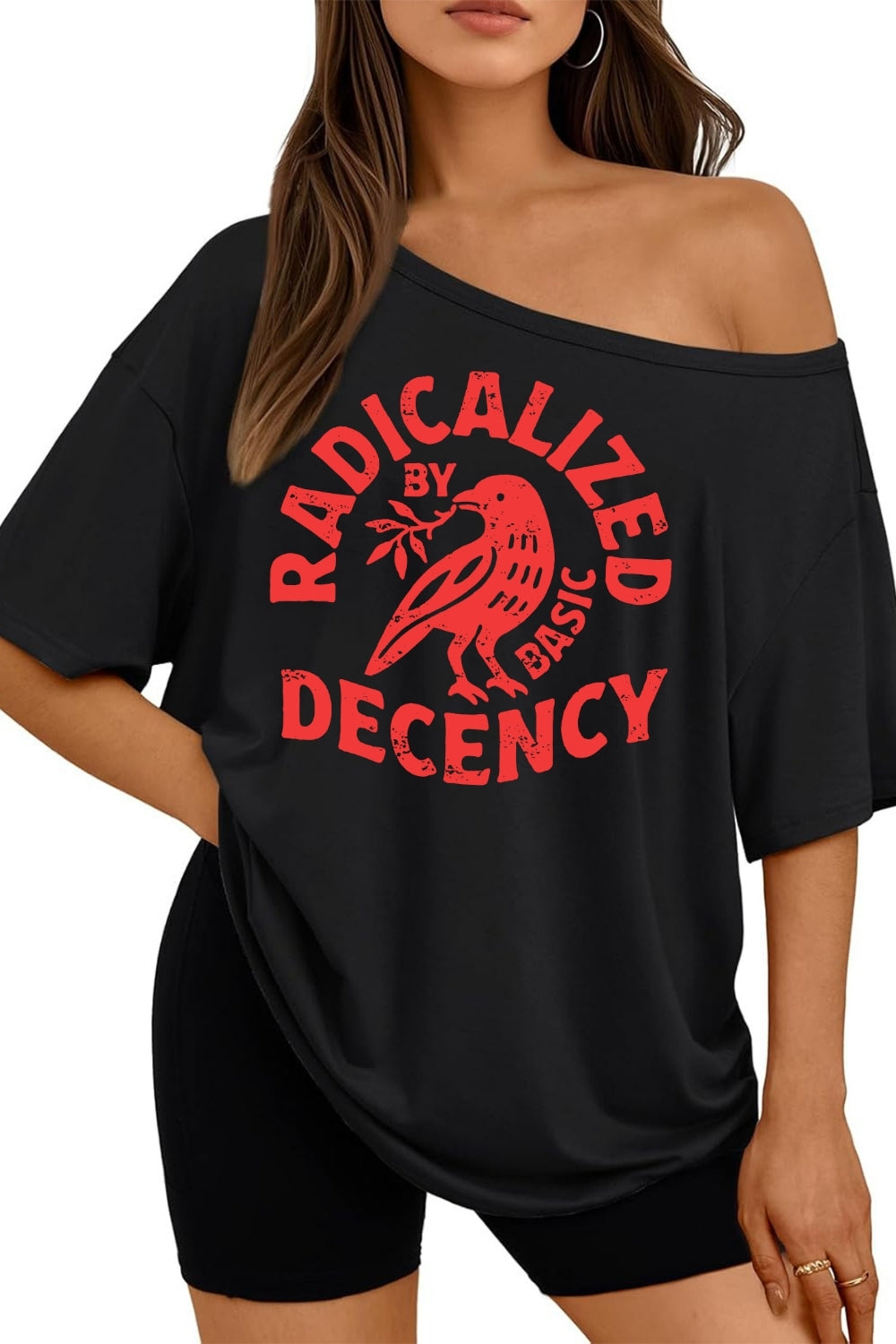 Radicalized By Basic Decency Liberal Off The Shoulder Tee For Women
