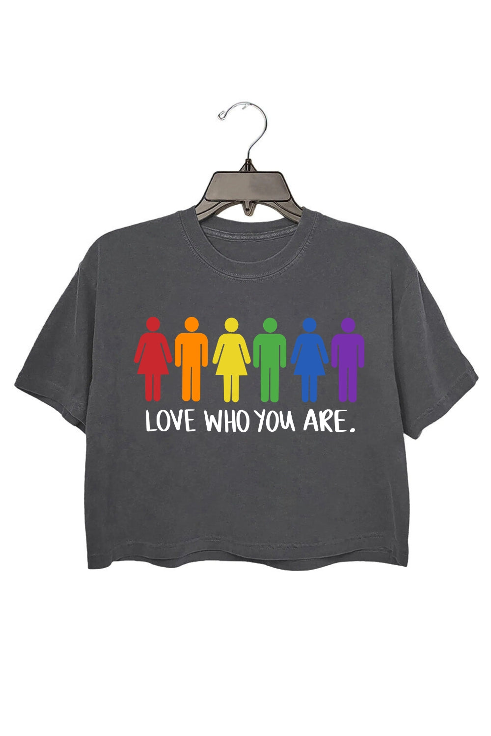 Love Who You Are Rainbow LGBTQ Crop Tee For Women
