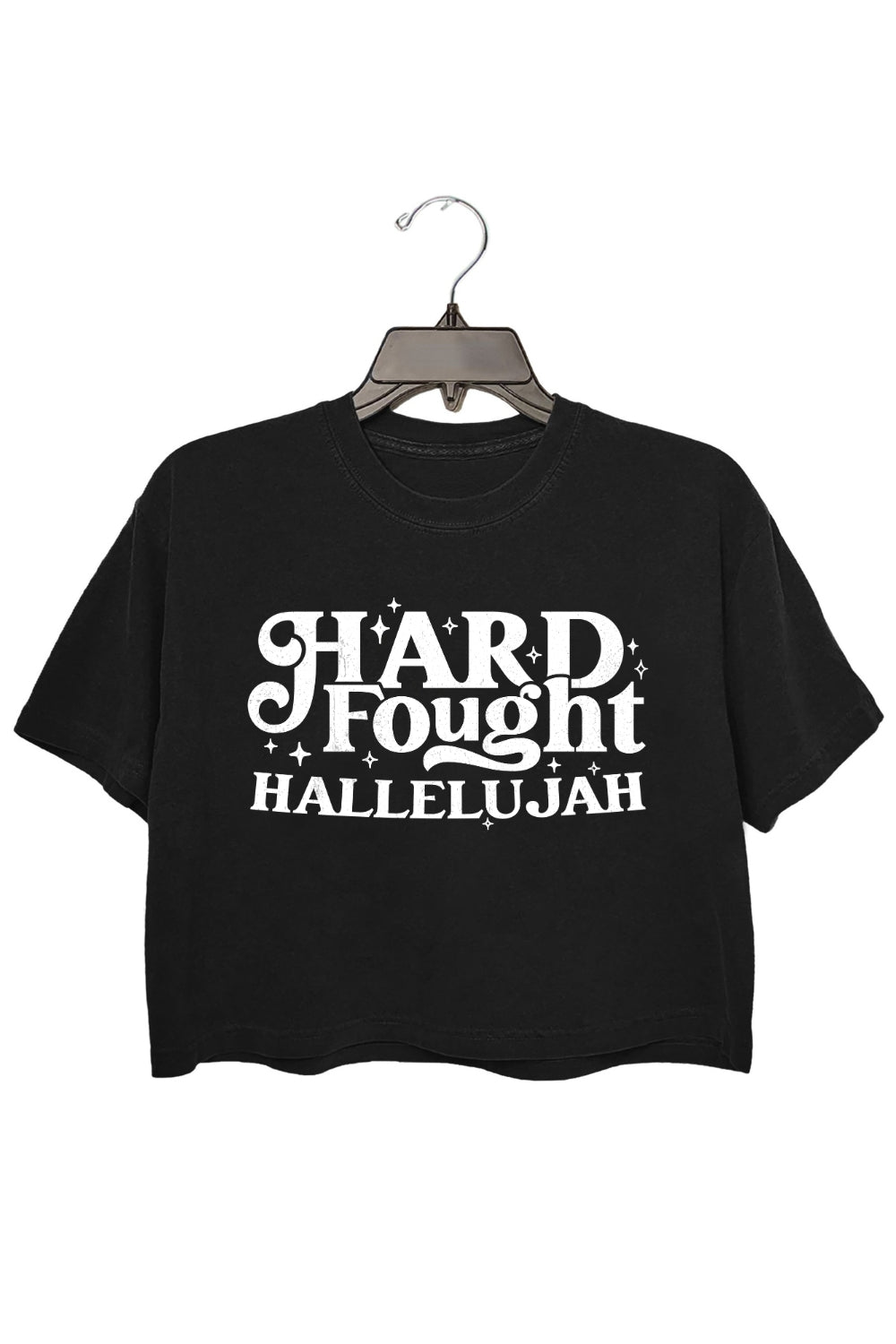 Hard Fought Hallelujah Christian Crop Tee For Women