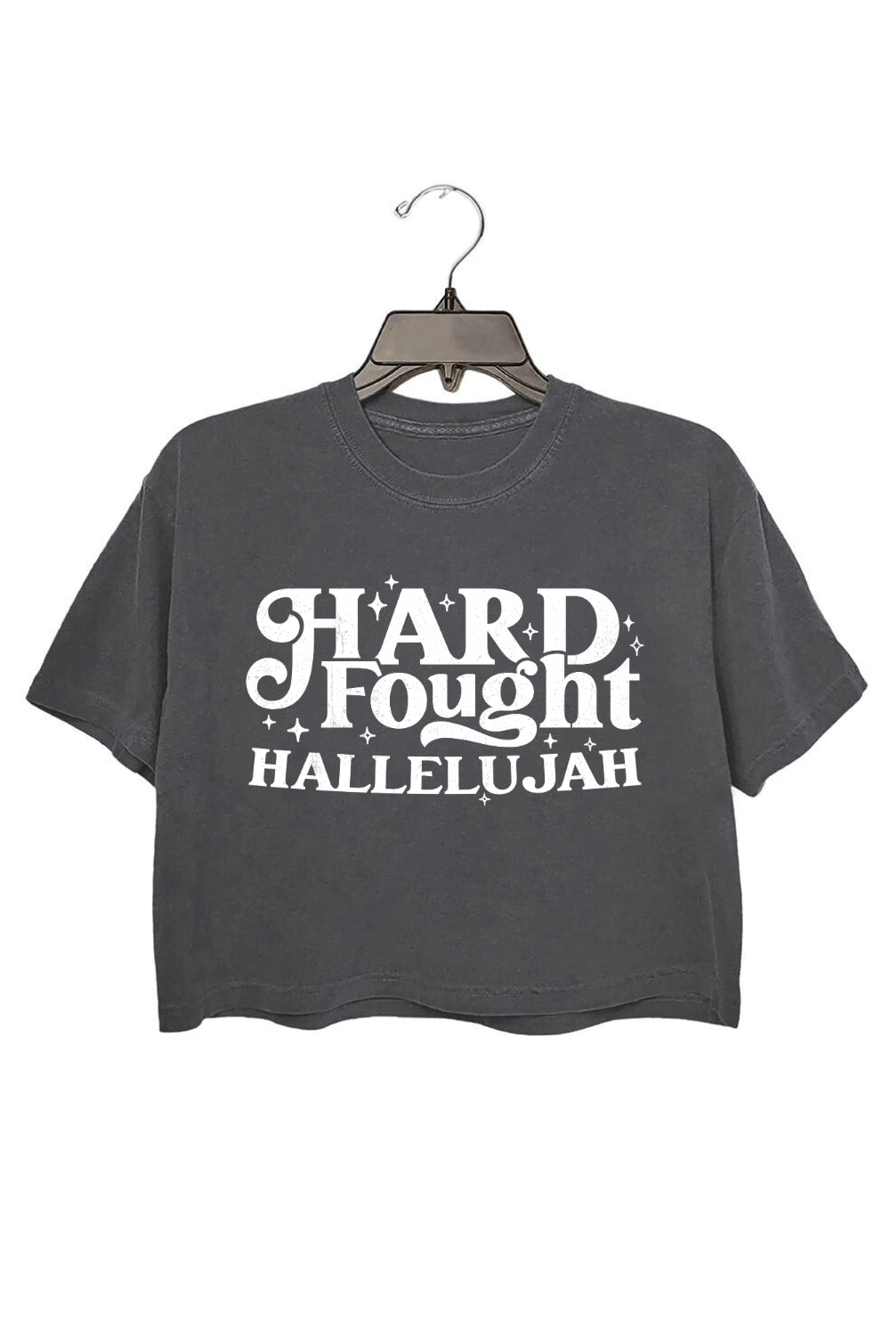 Hard Fought Hallelujah Christian Crop Tee For Women
