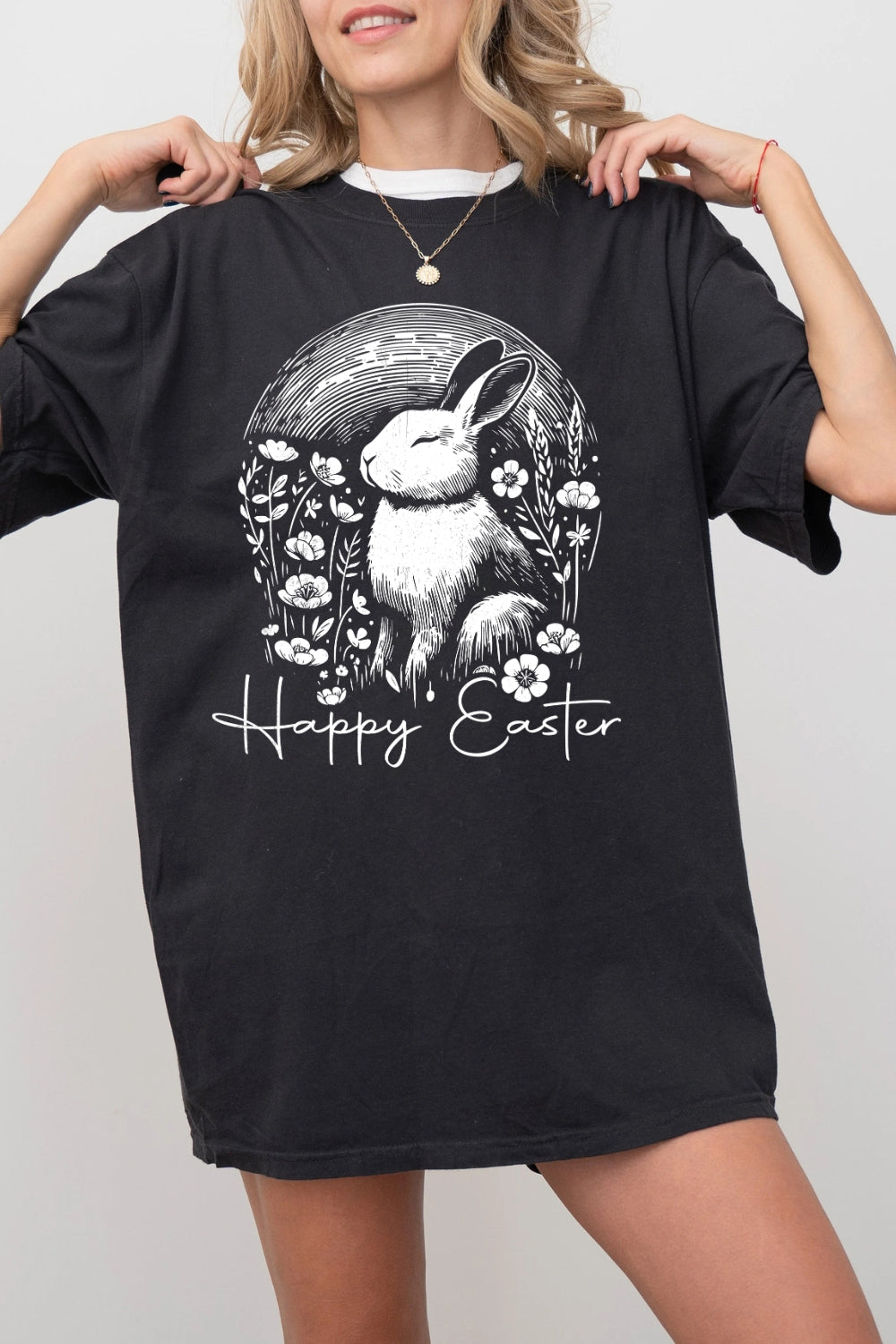 Happy Easter Bunny in Flowers Tee For Women