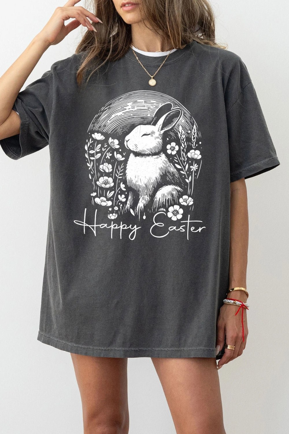 Happy Easter Bunny in Flowers Tee For Women