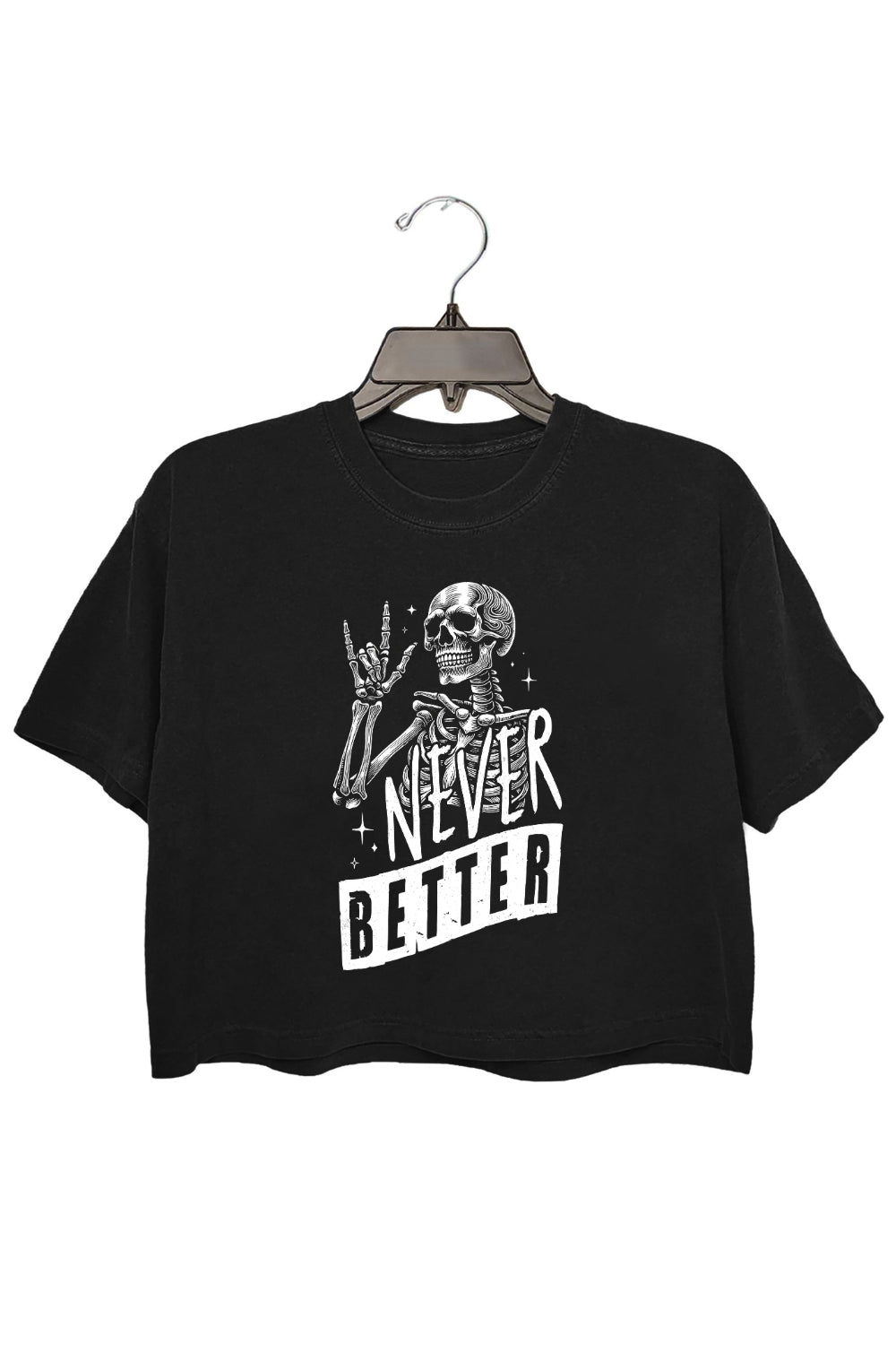 Never Better Skeleton Crop Tee For Women
