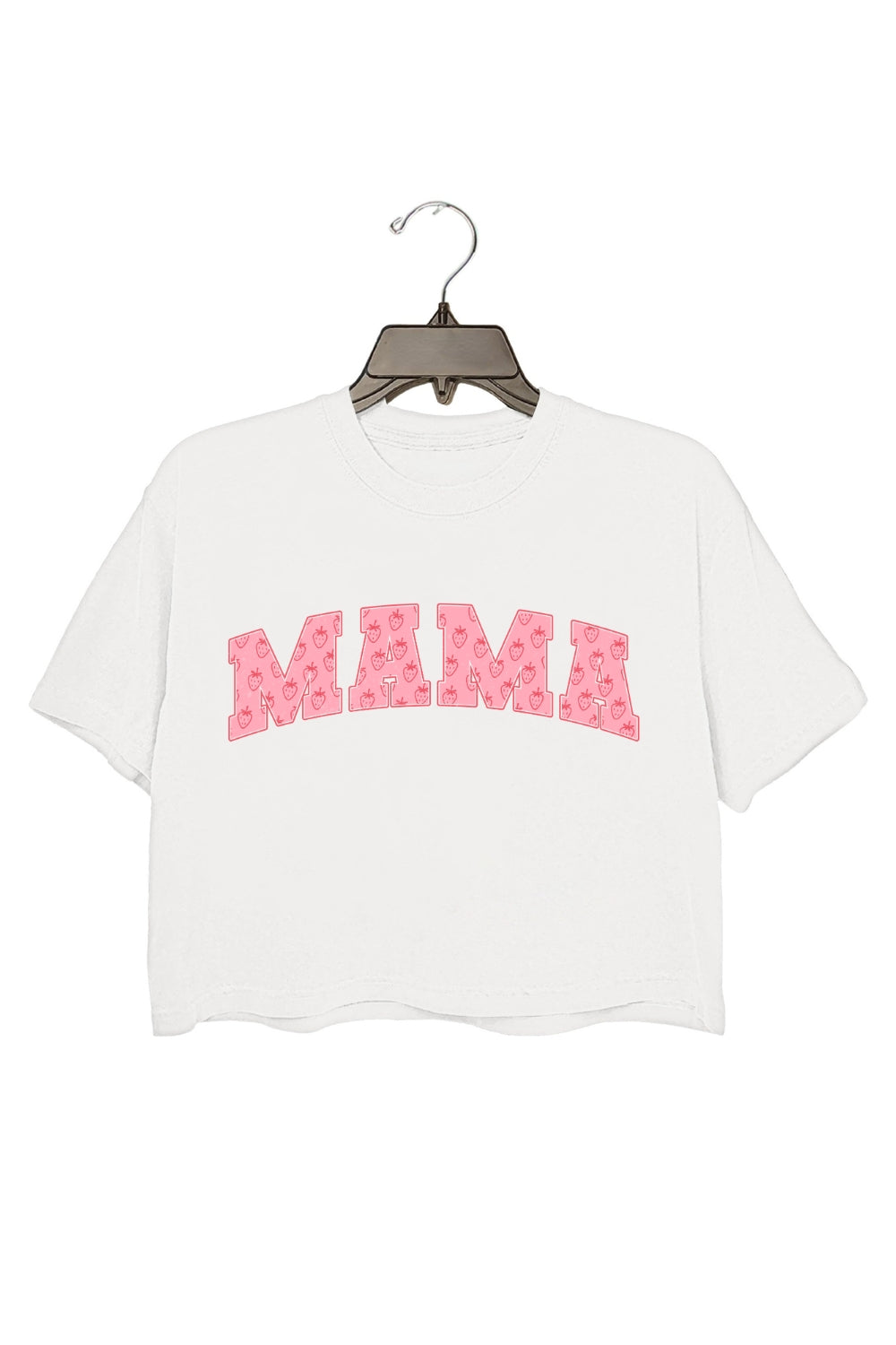 Mama Strawberry Pattern Crop Tee For Women