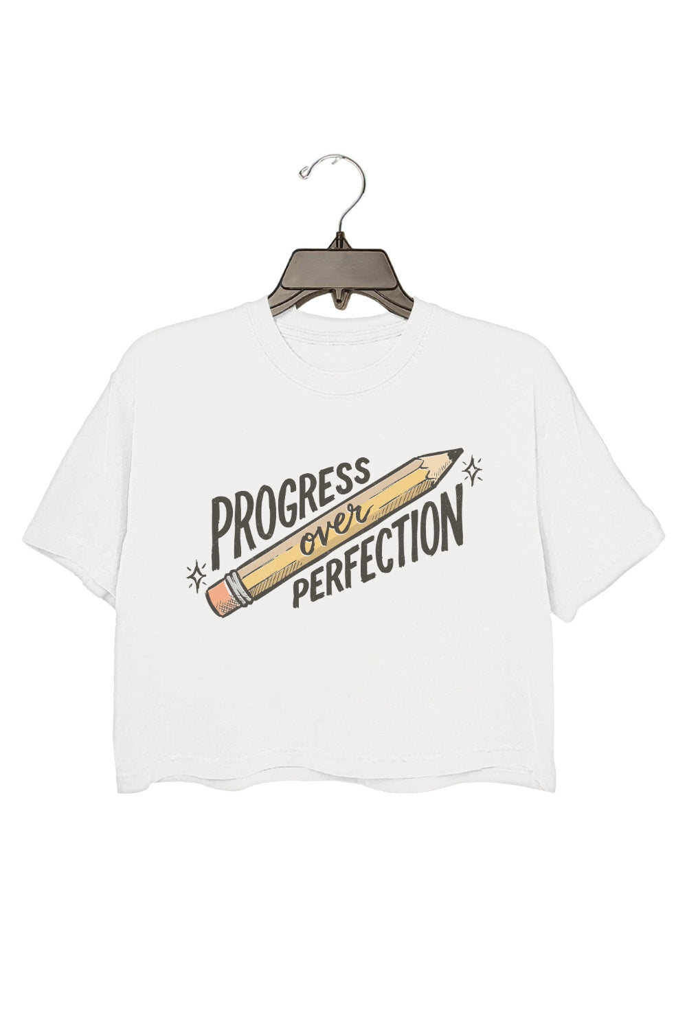 Progress Over Perfection Teacher Crop Tee For Women