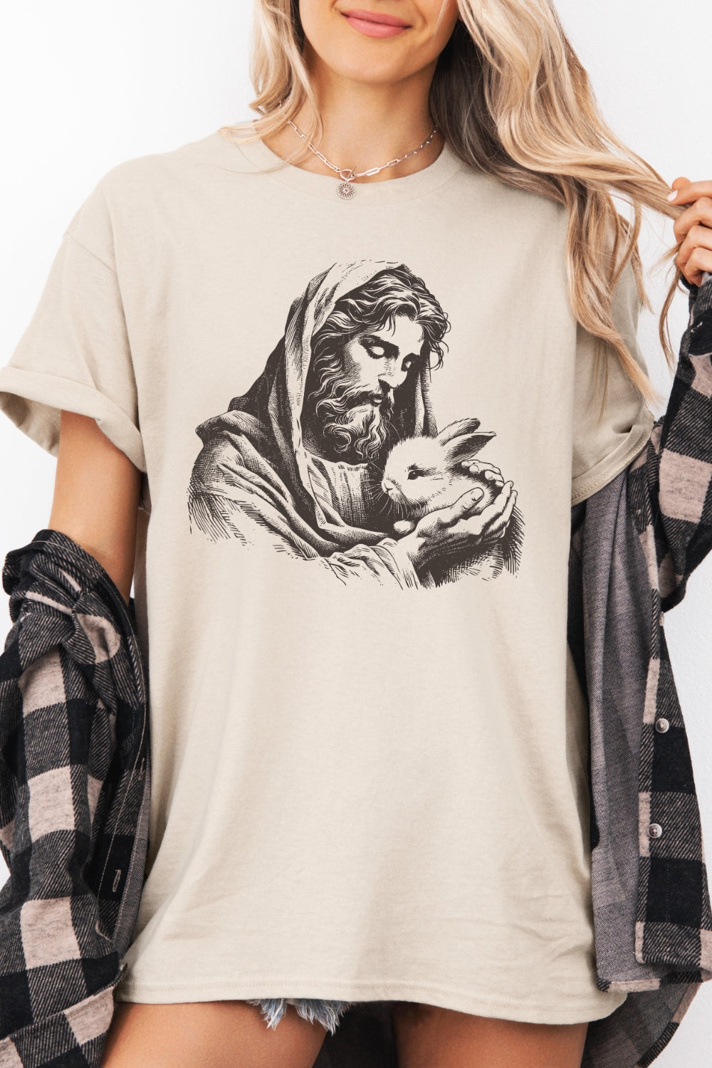 Jesus Holding A Bunny Easter Tee For Women