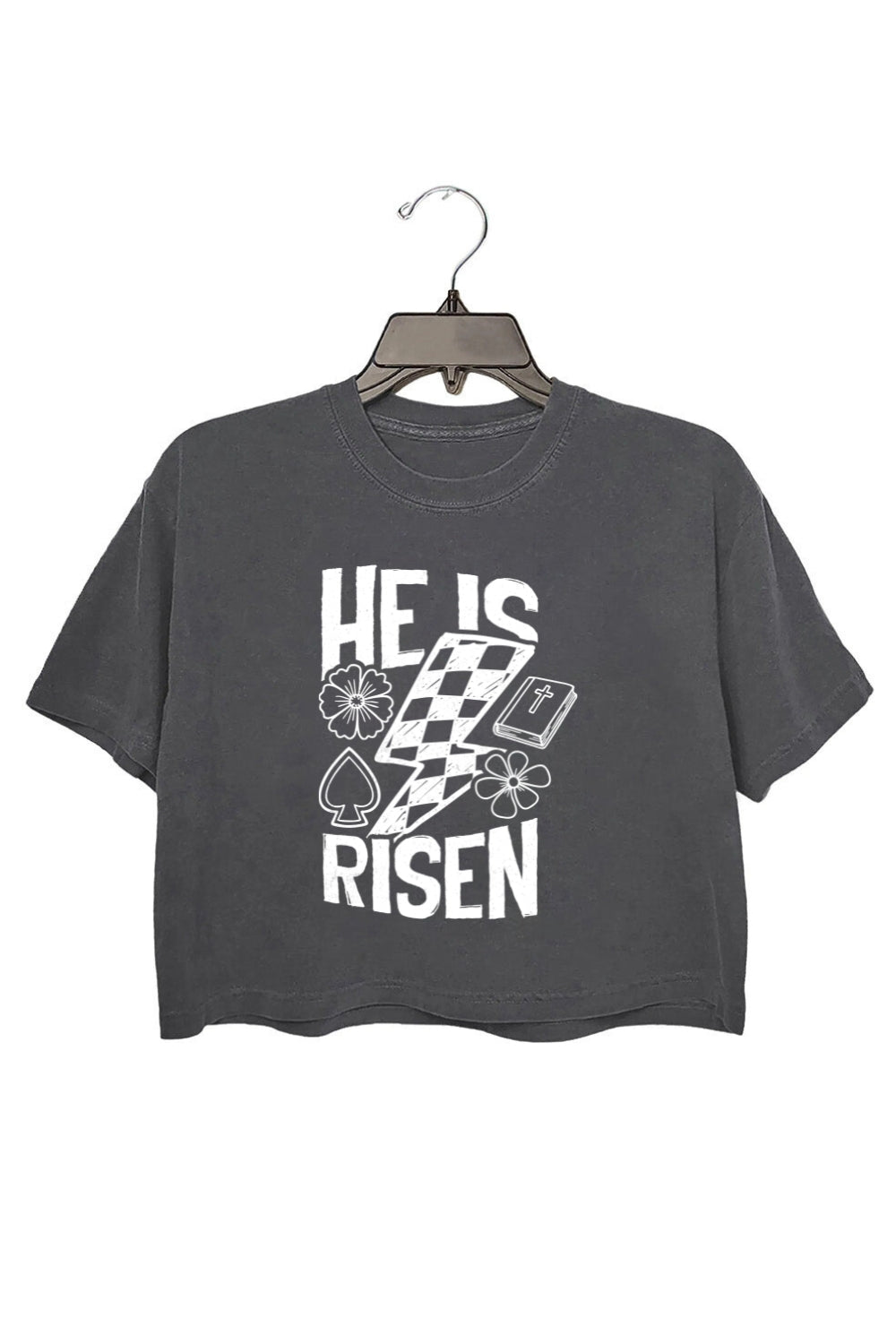 He Is Risen Christian Easter Crop Tee For Women