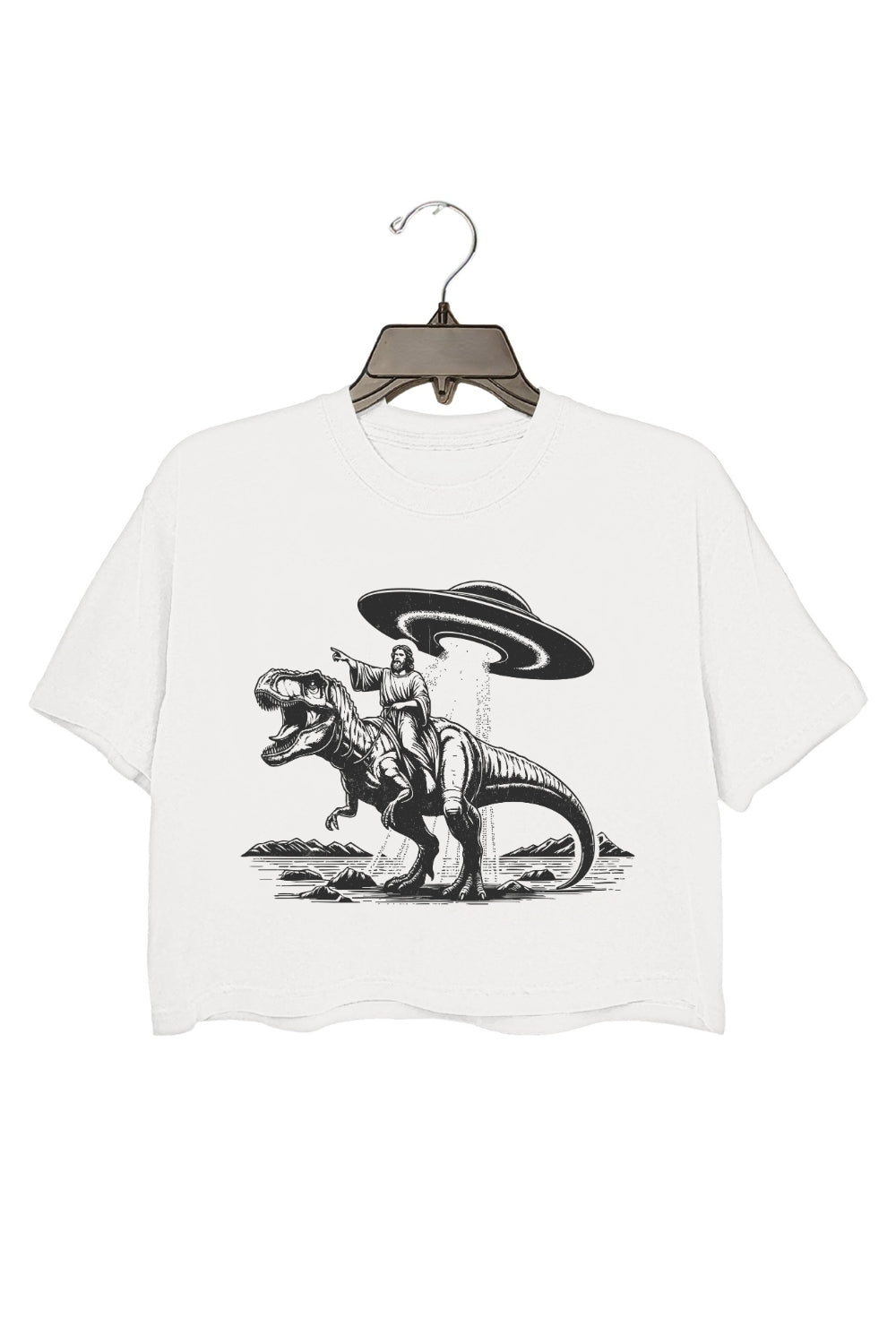 Jesus Dinosaur Funny Crop Tee For Women