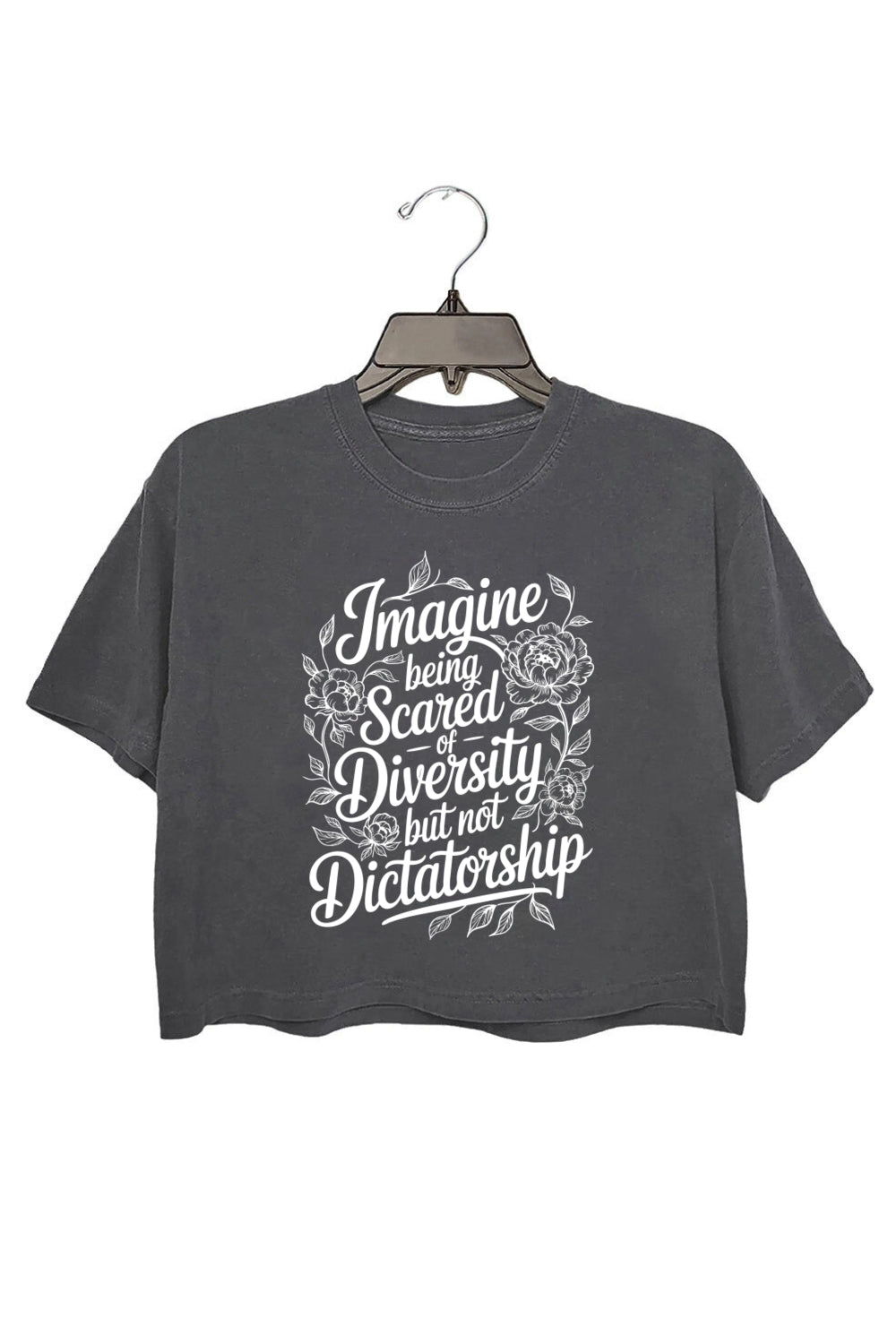 Imagine Being Scared Of Diversit Floral Crop Tee For Women