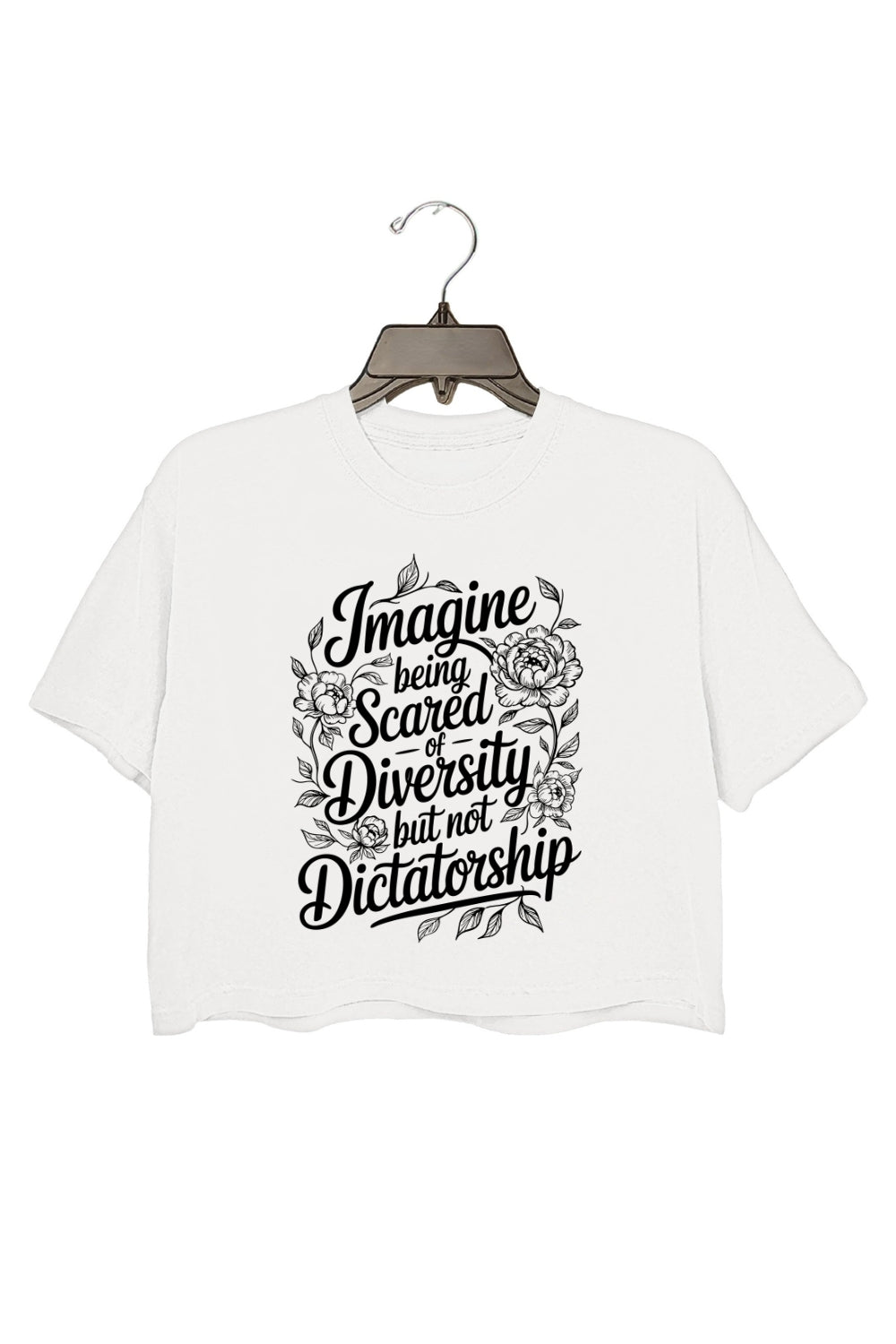 Imagine Being Scared Of Diversit Floral Crop Tee For Women