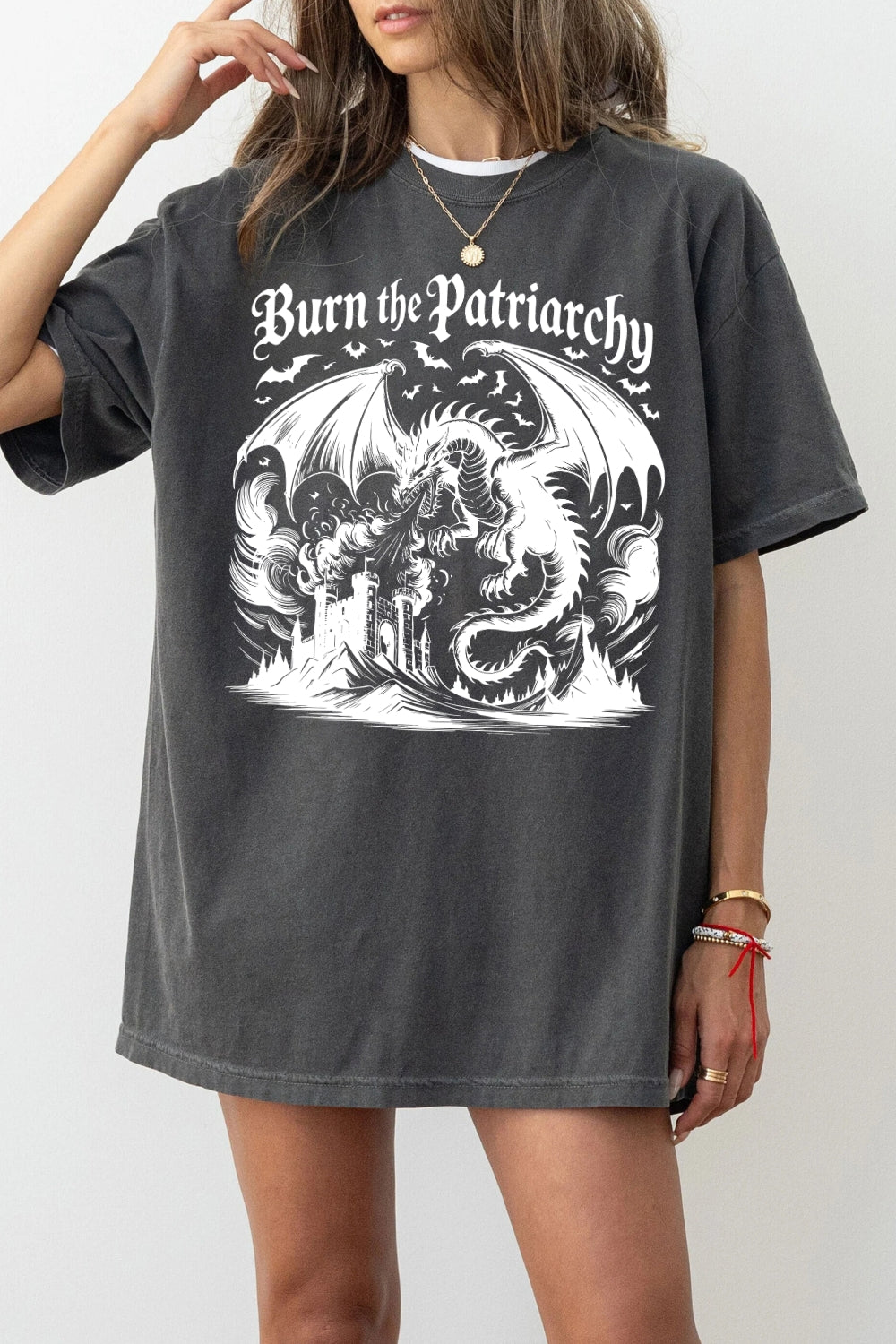 Burn The Patriarchy Feminist Dragon Tee For Women
