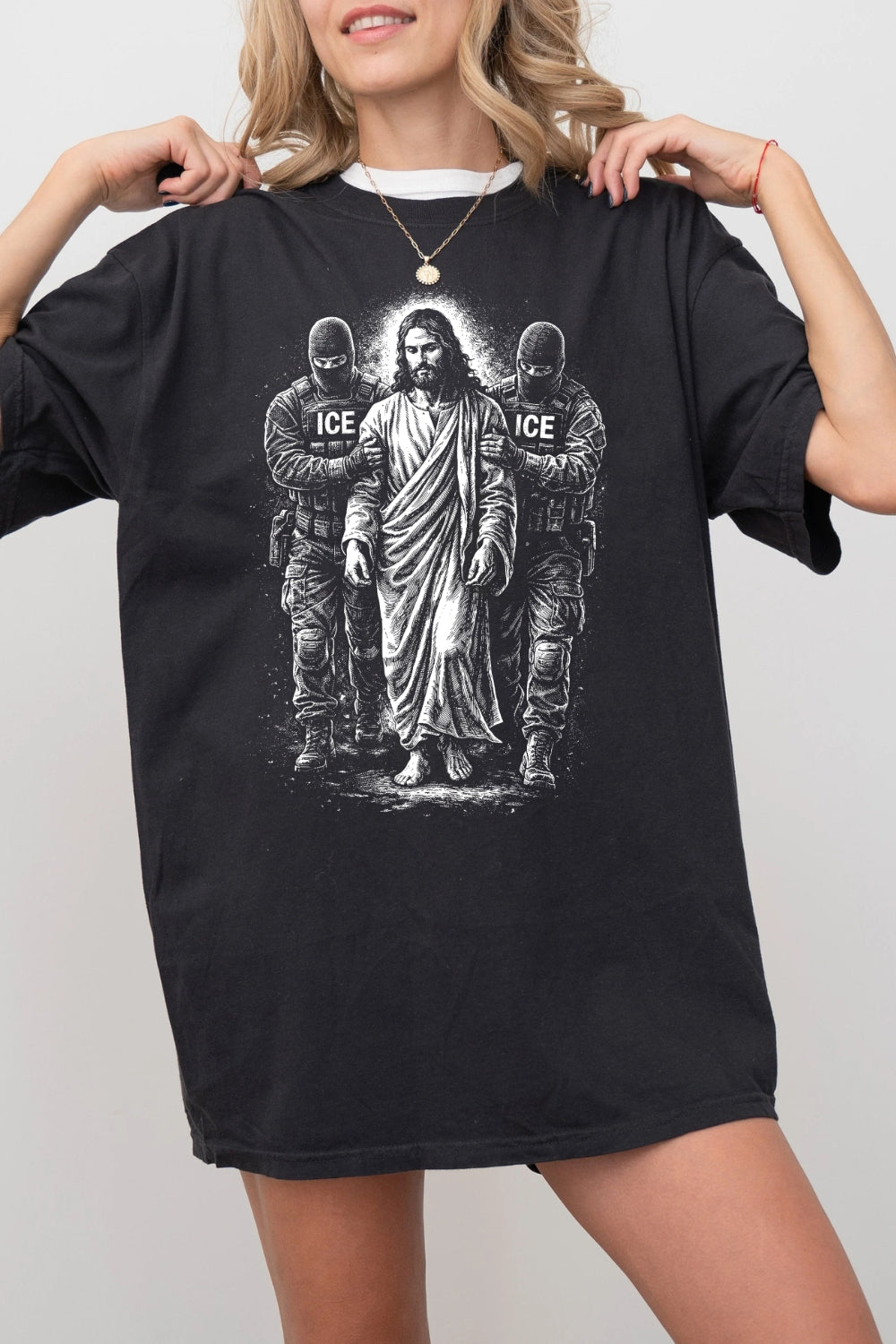 Jesus Arrested Parody Anti ICE Tee For Women