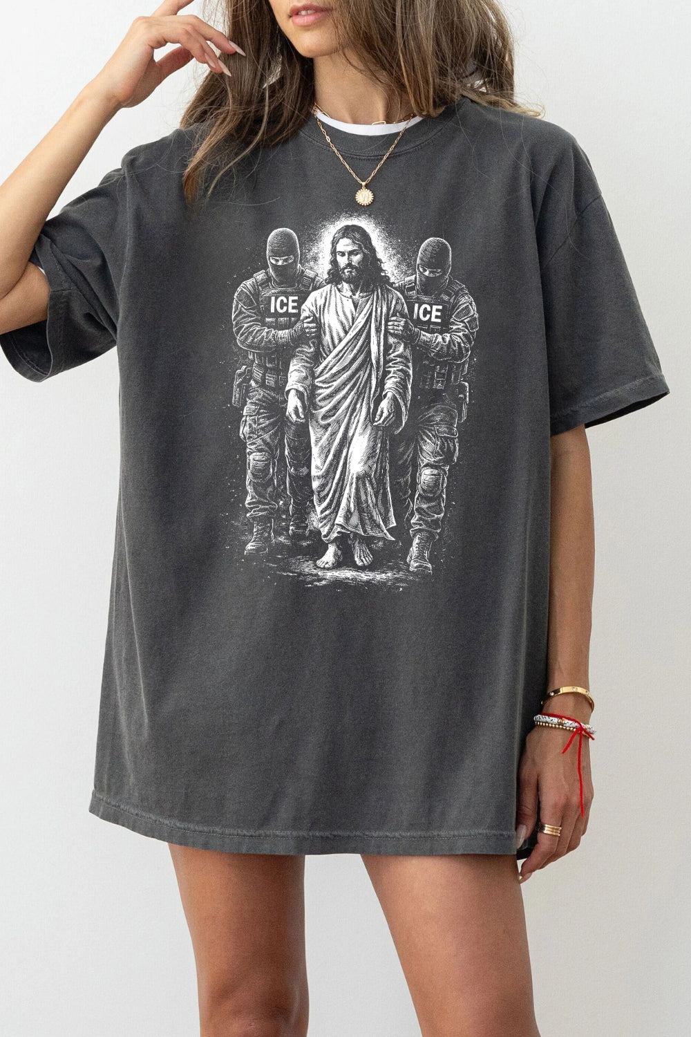 Jesus Arrested Parody Anti ICE Tee For Women