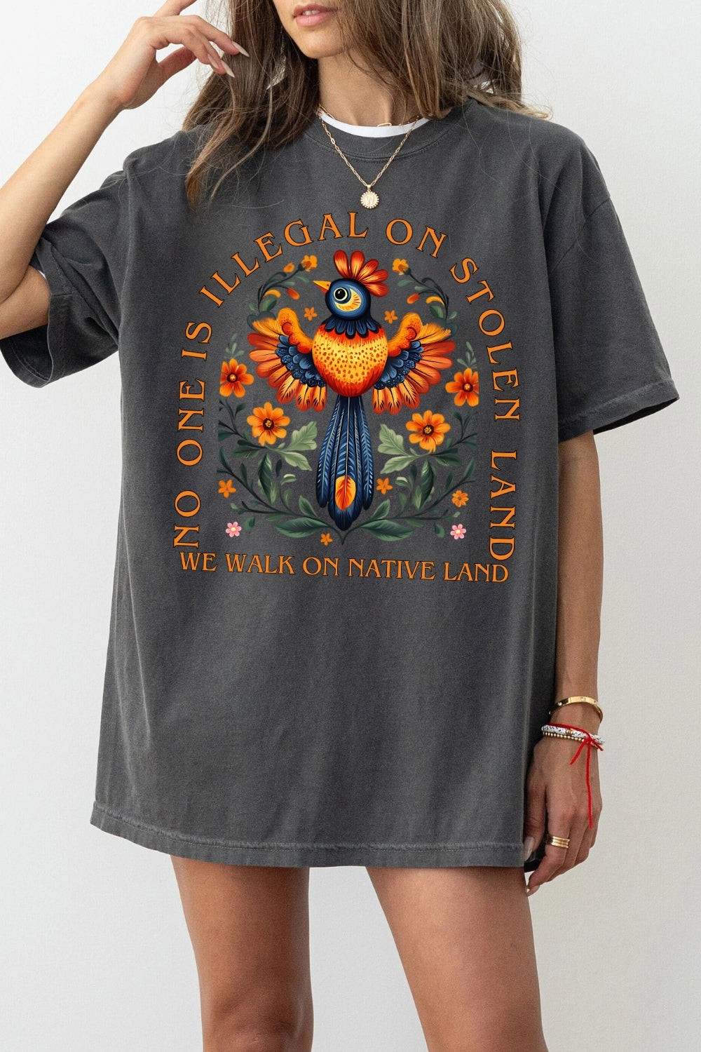No One Is Illegal On Stolen Land Birds Tee For Women