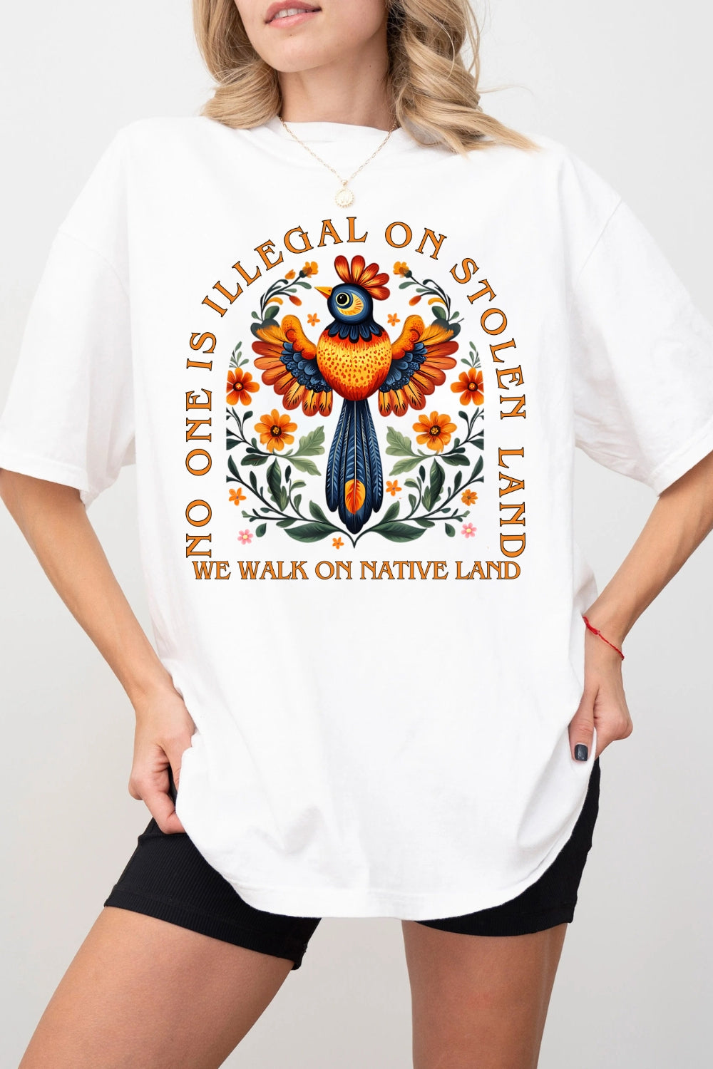 No One Is Illegal On Stolen Land Birds Tee For Women
