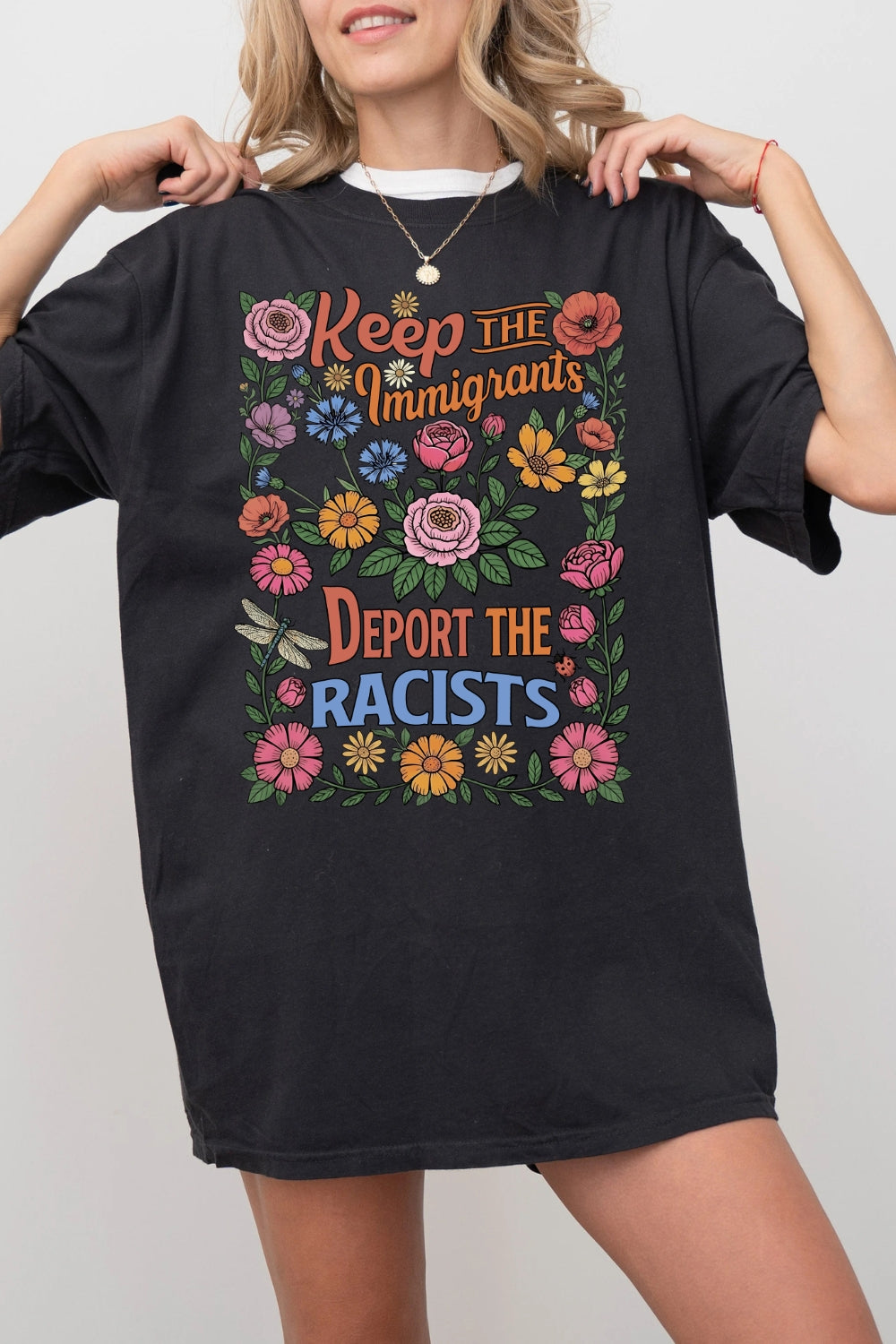Abolish ICE Keep The Immigrants Floral Tee For Women