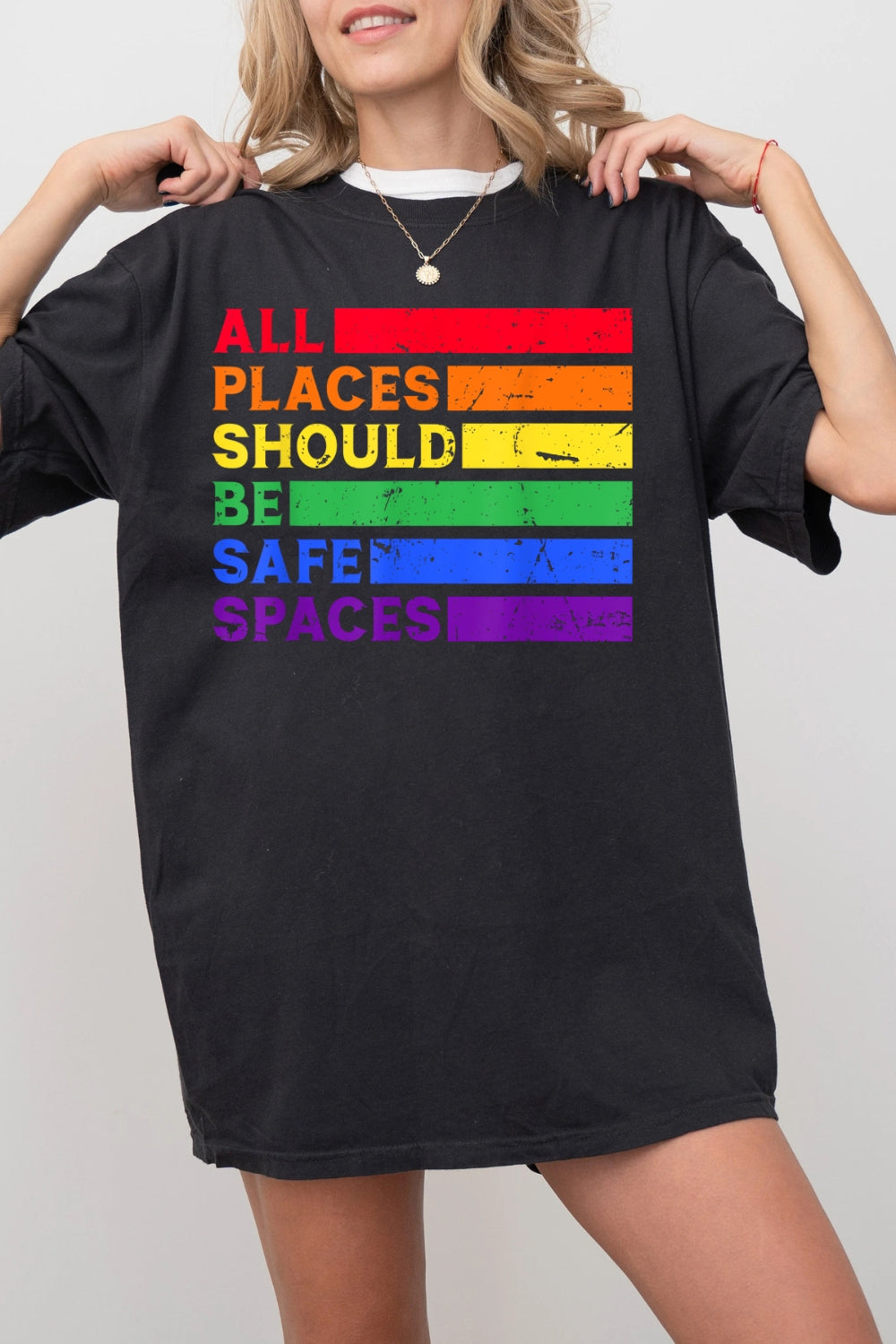 All Places Should Be Safe Spaces Pride Tee For Women