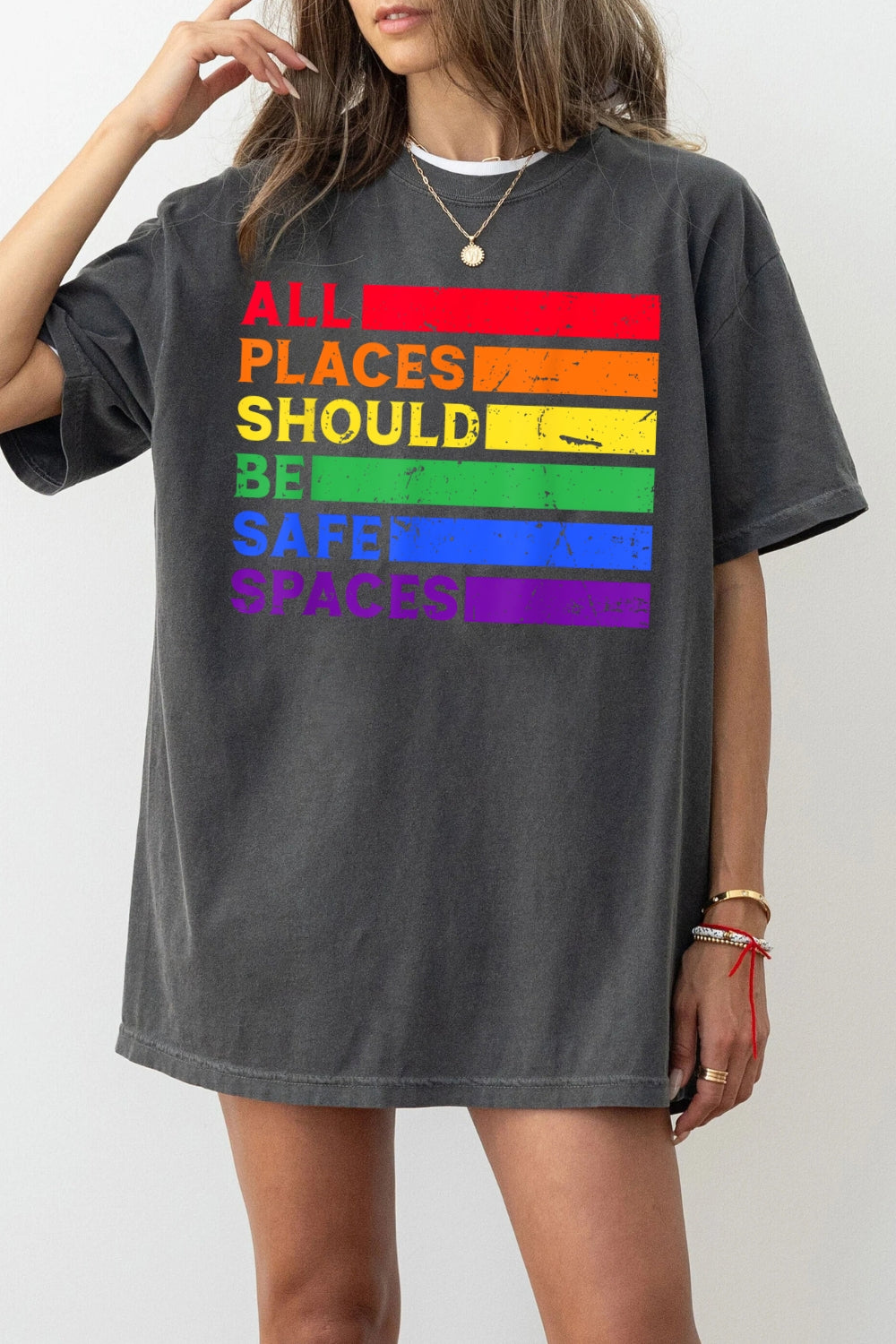 All Places Should Be Safe Spaces Pride Tee For Women