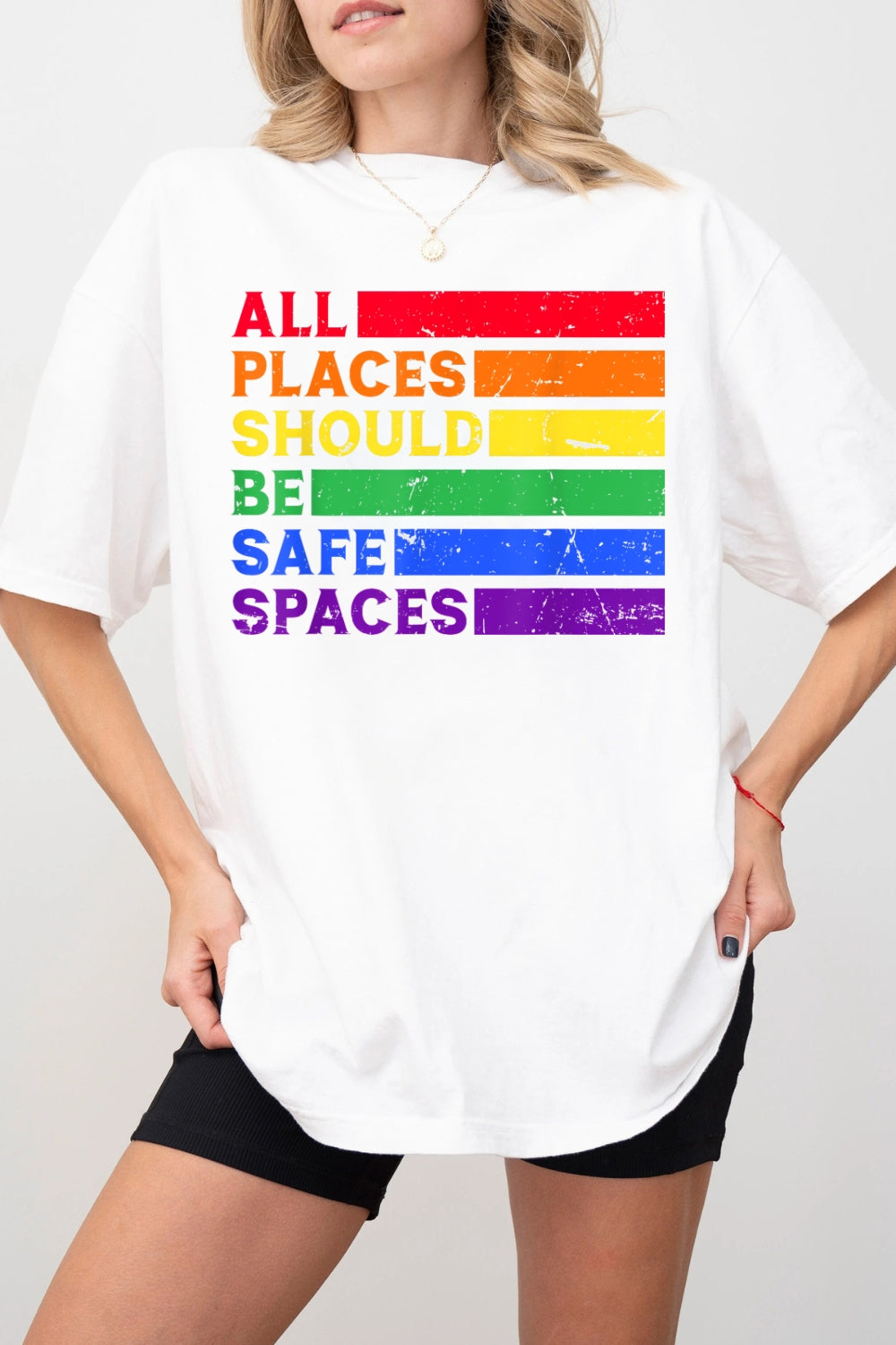 All Places Should Be Safe Spaces Pride Tee For Women