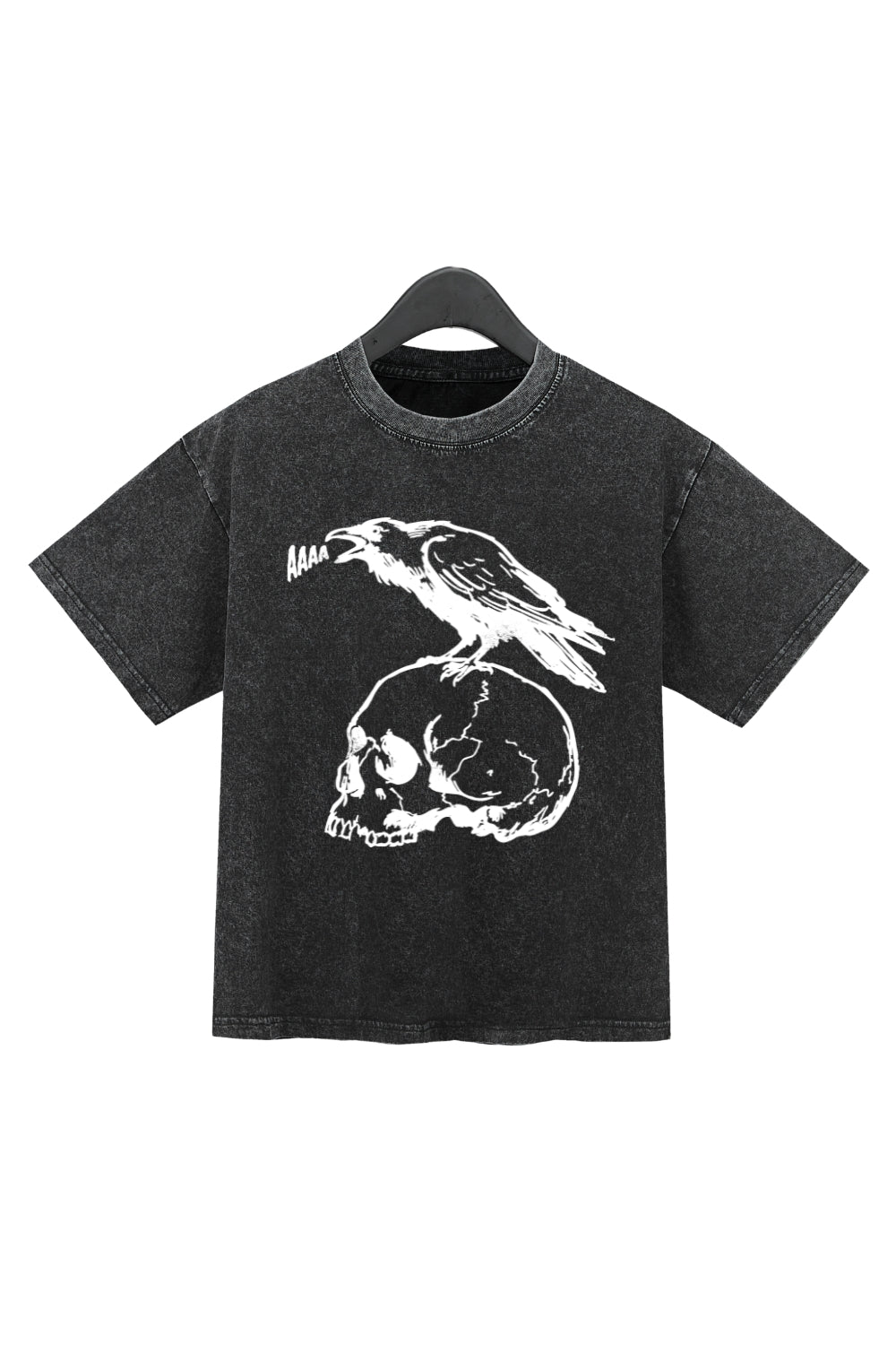 Aaaa Raven On Skull Washed Crop Top For Women