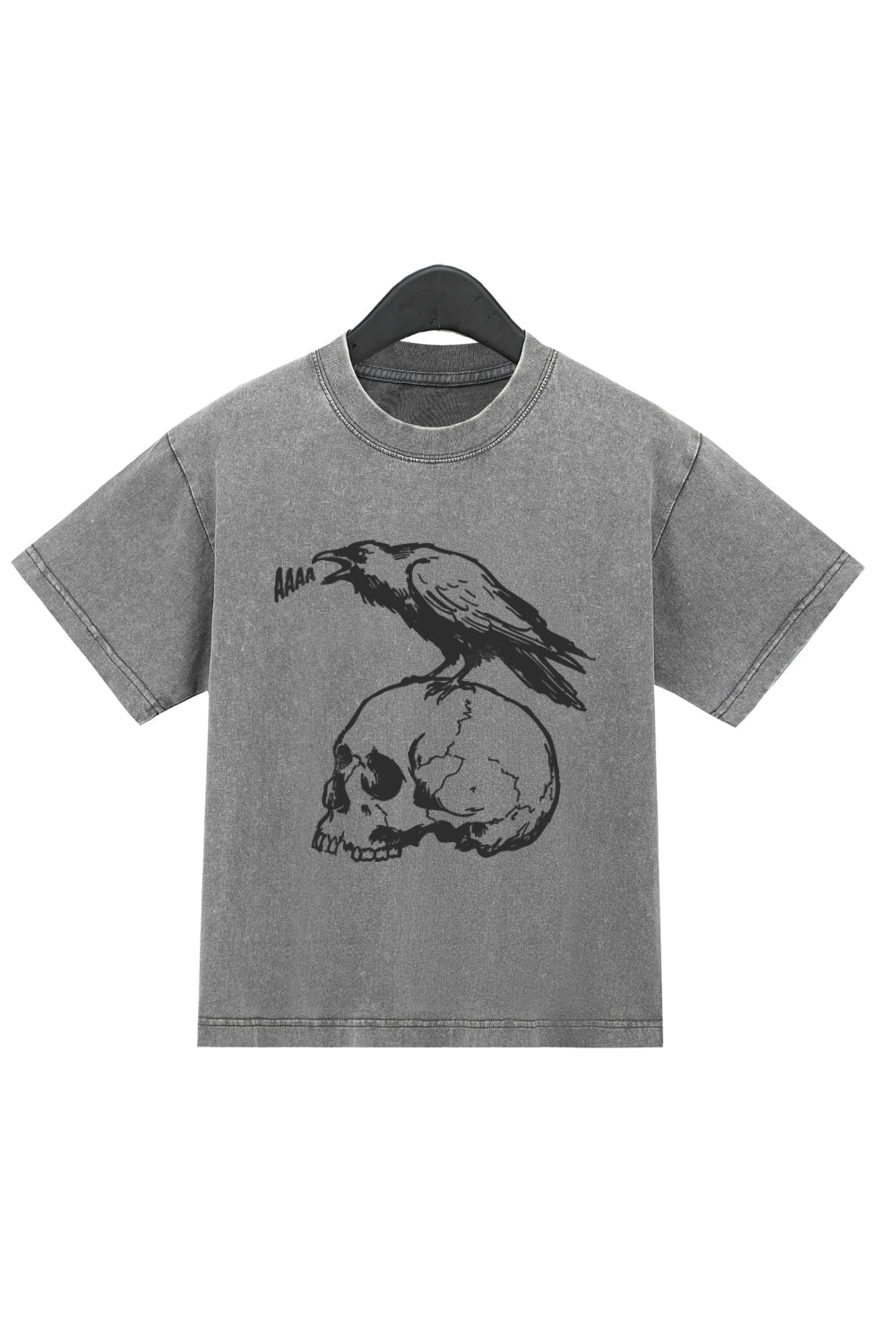 Aaaa Raven On Skull Washed Crop Top For Women
