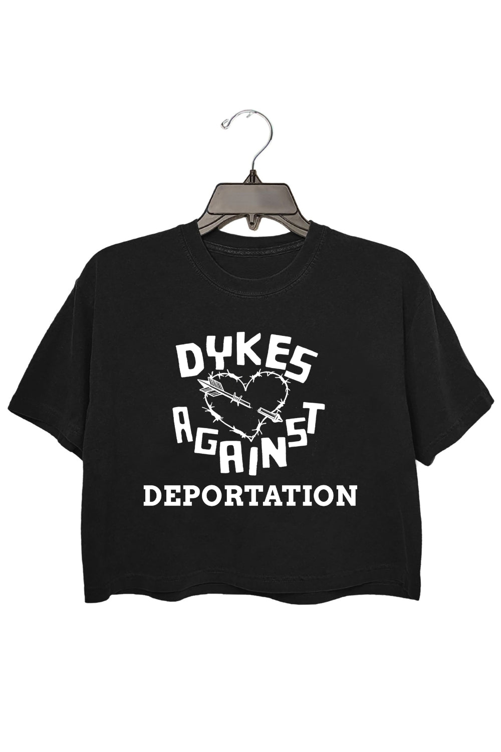 Dykes Against Deportation Heart Crop Tee For Women