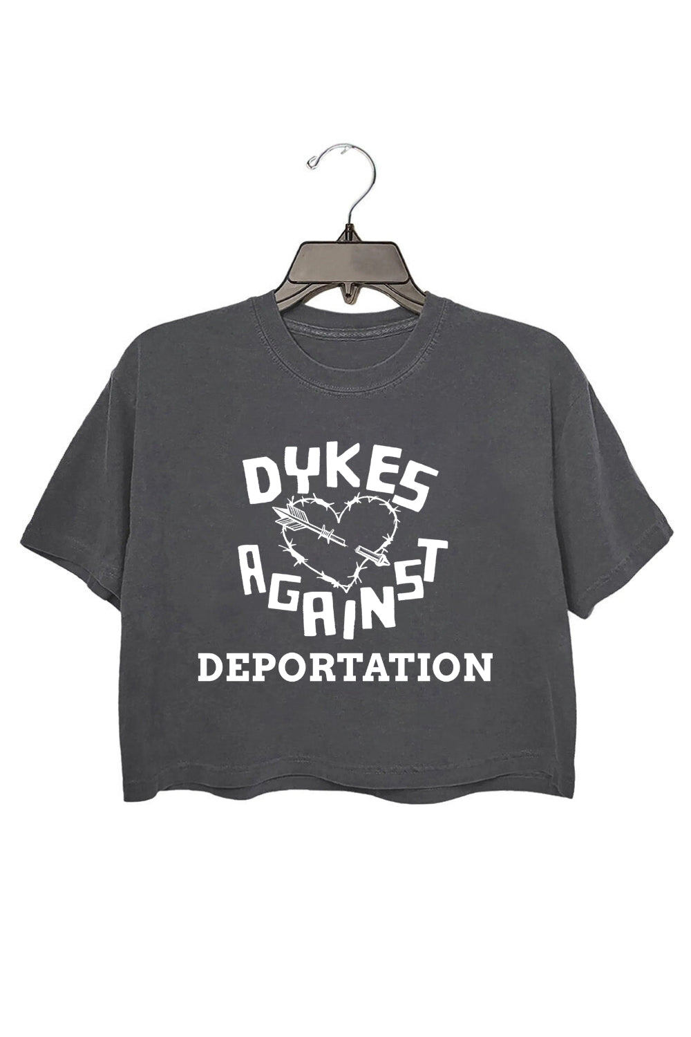 Dykes Against Deportation Heart Crop Tee For Women