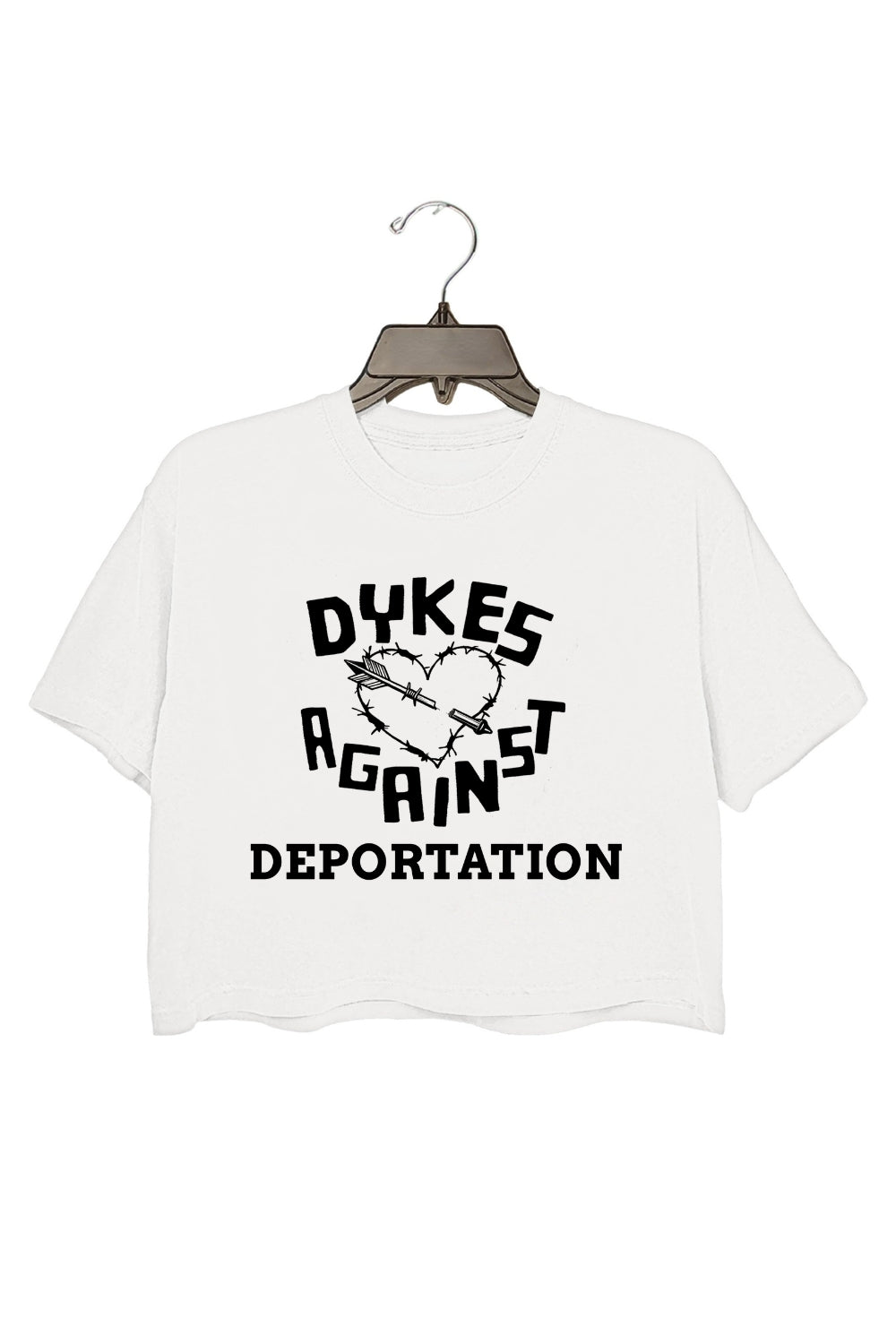 Dykes Against Deportation Heart Crop Tee For Women