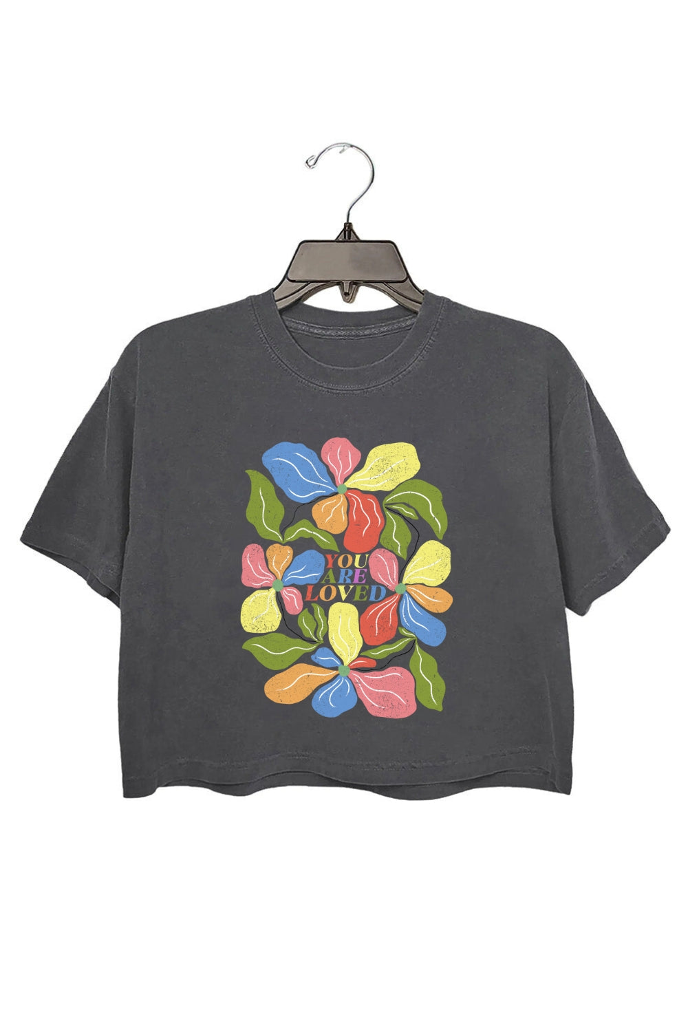 You Are Loved Retro Floral Crop Tee For Women