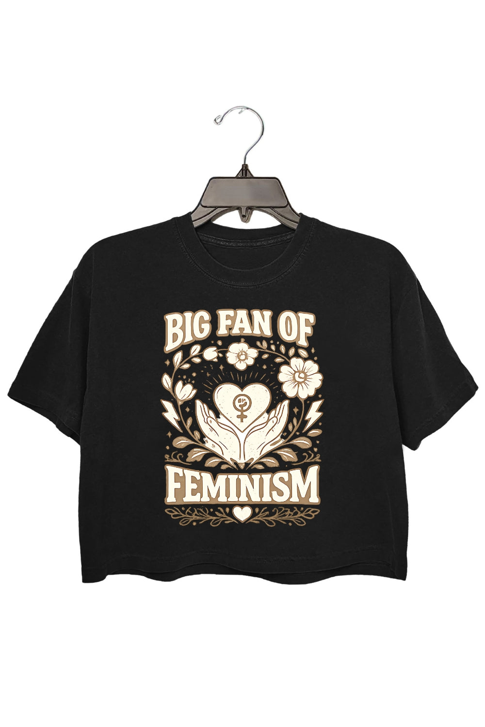 Boho Floral Big Fan Of Feminism Crop Tee For Women