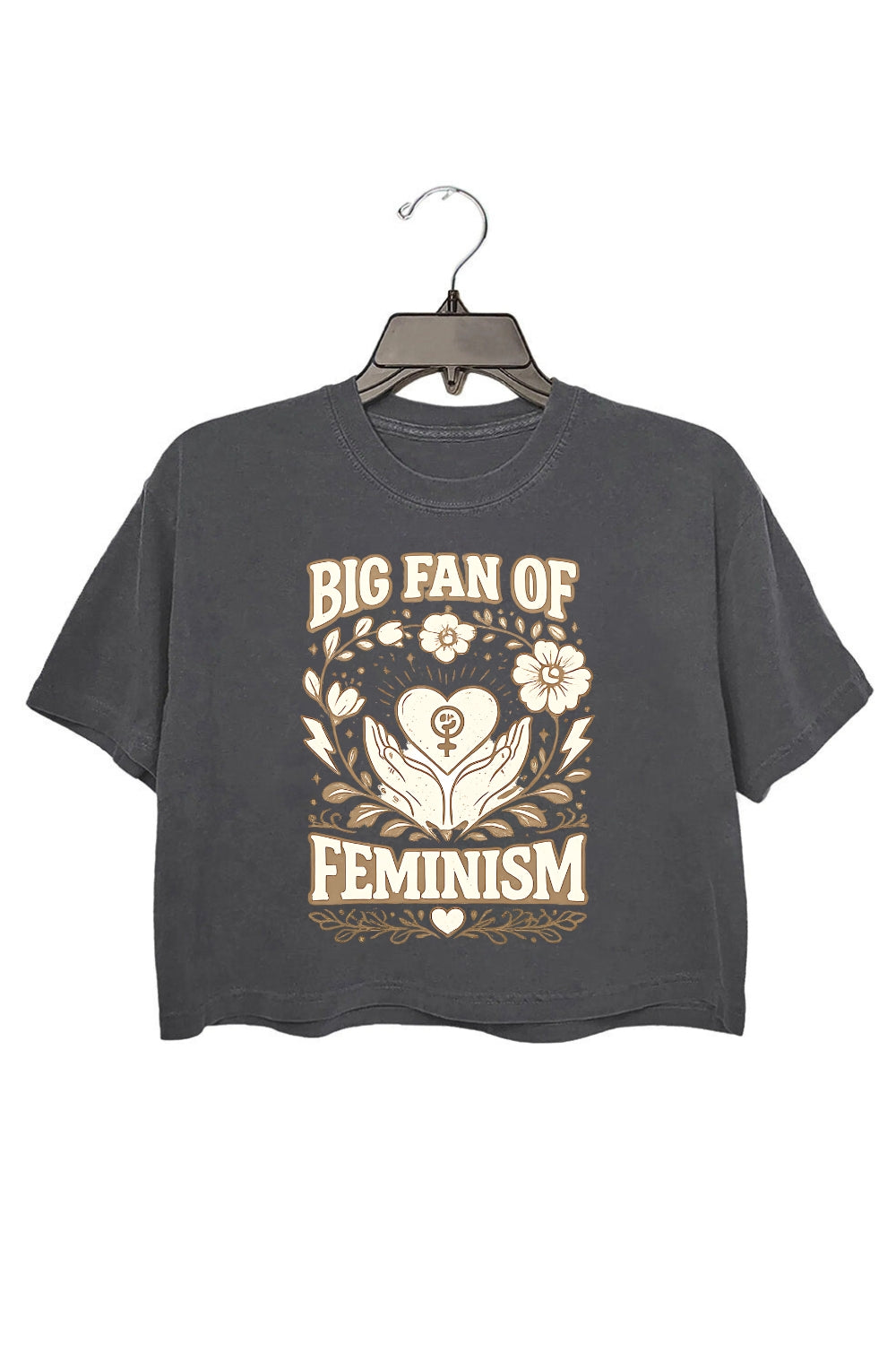 Boho Floral Big Fan Of Feminism Crop Tee For Women