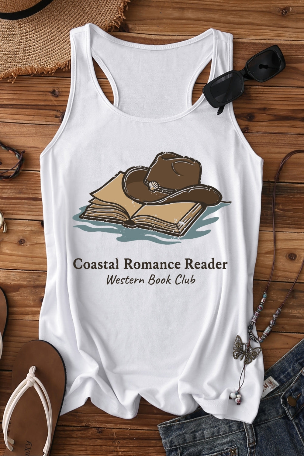 Coastal Romance Reader Western Tank Top For Women