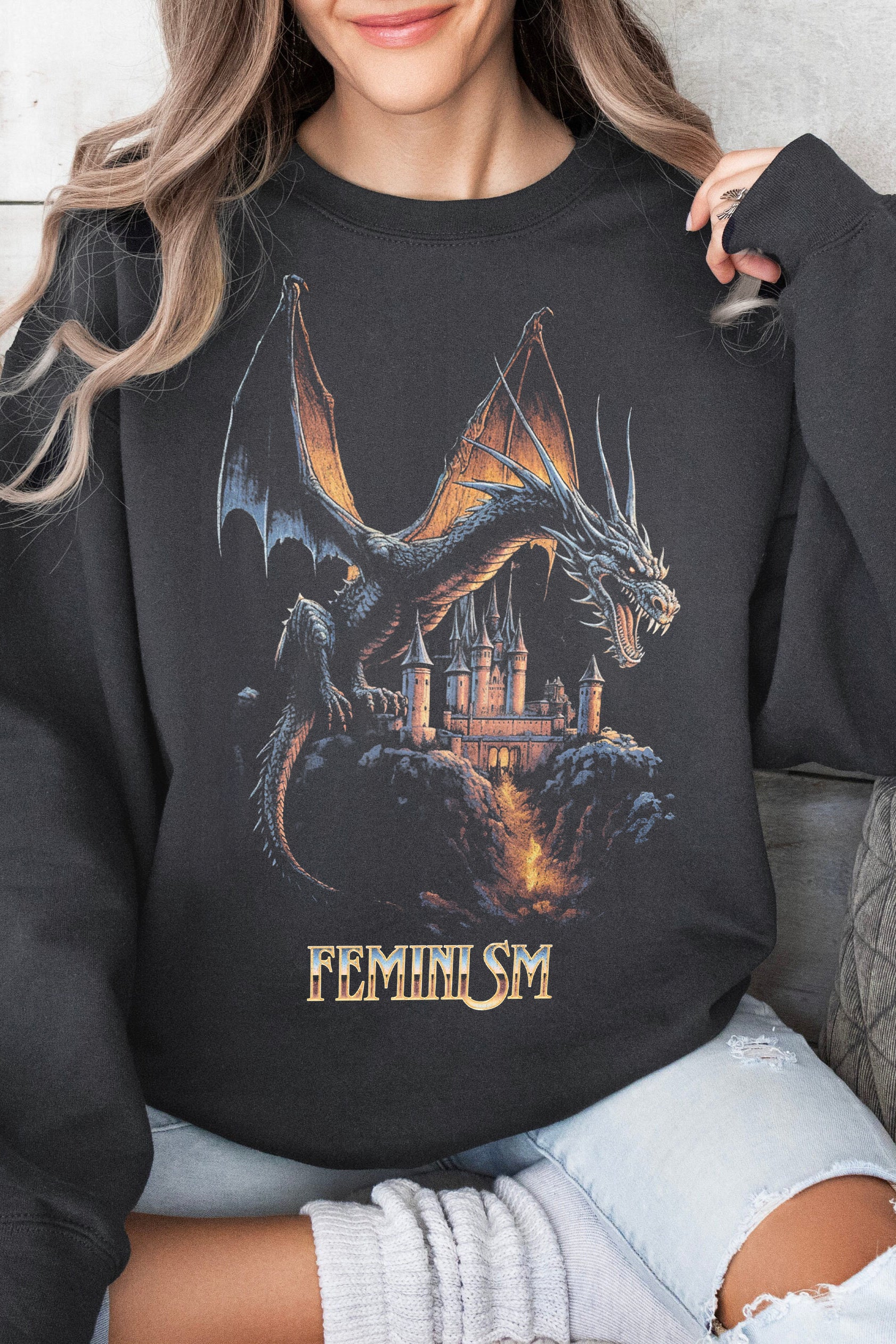 Feminism Dragon Fantasy Sweatshirt For Women – Fancyytee.com